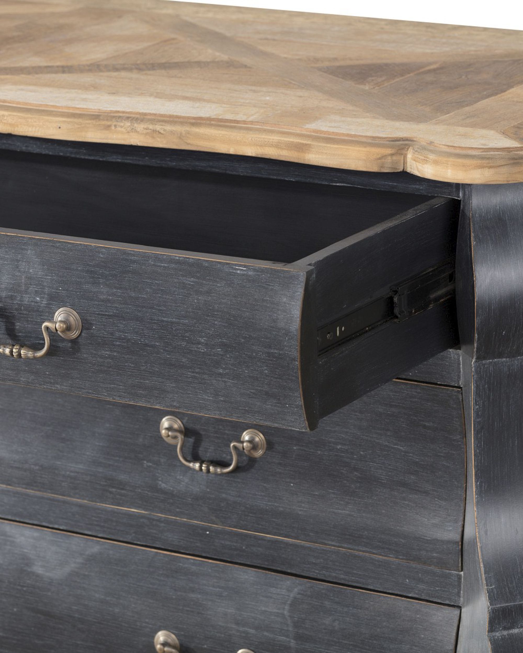 Ladekast Lawrence 160x50x85 old black & naturel (hover)