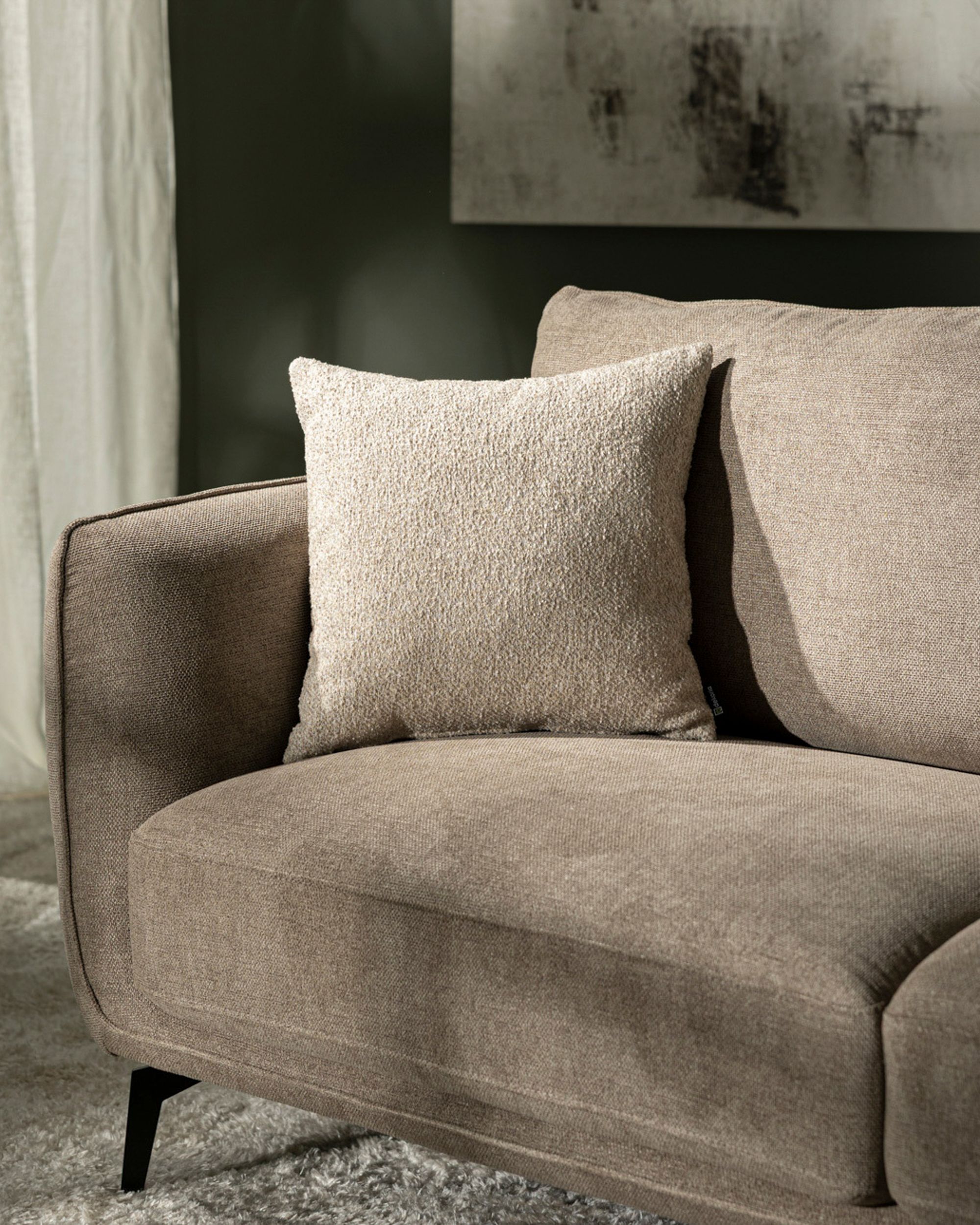 Kussenhoes Mia kleur product beige stof met structuur (hover)