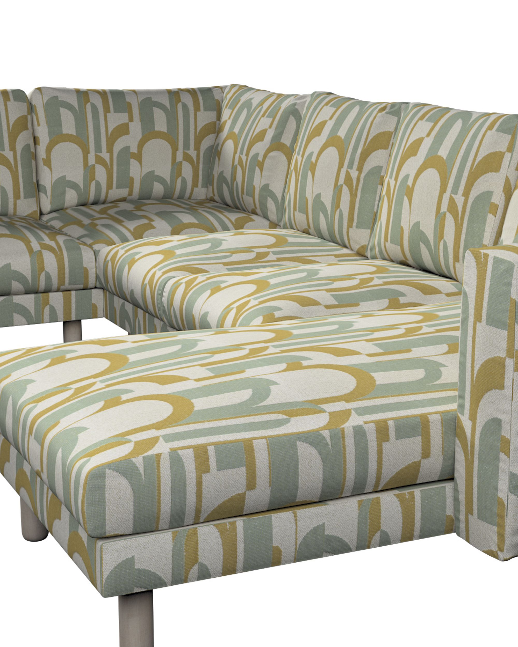 Norsborg hoes voor 5-zits hoekbank met chaise longue kleur product groen stof met structuur, met patroon (hover)