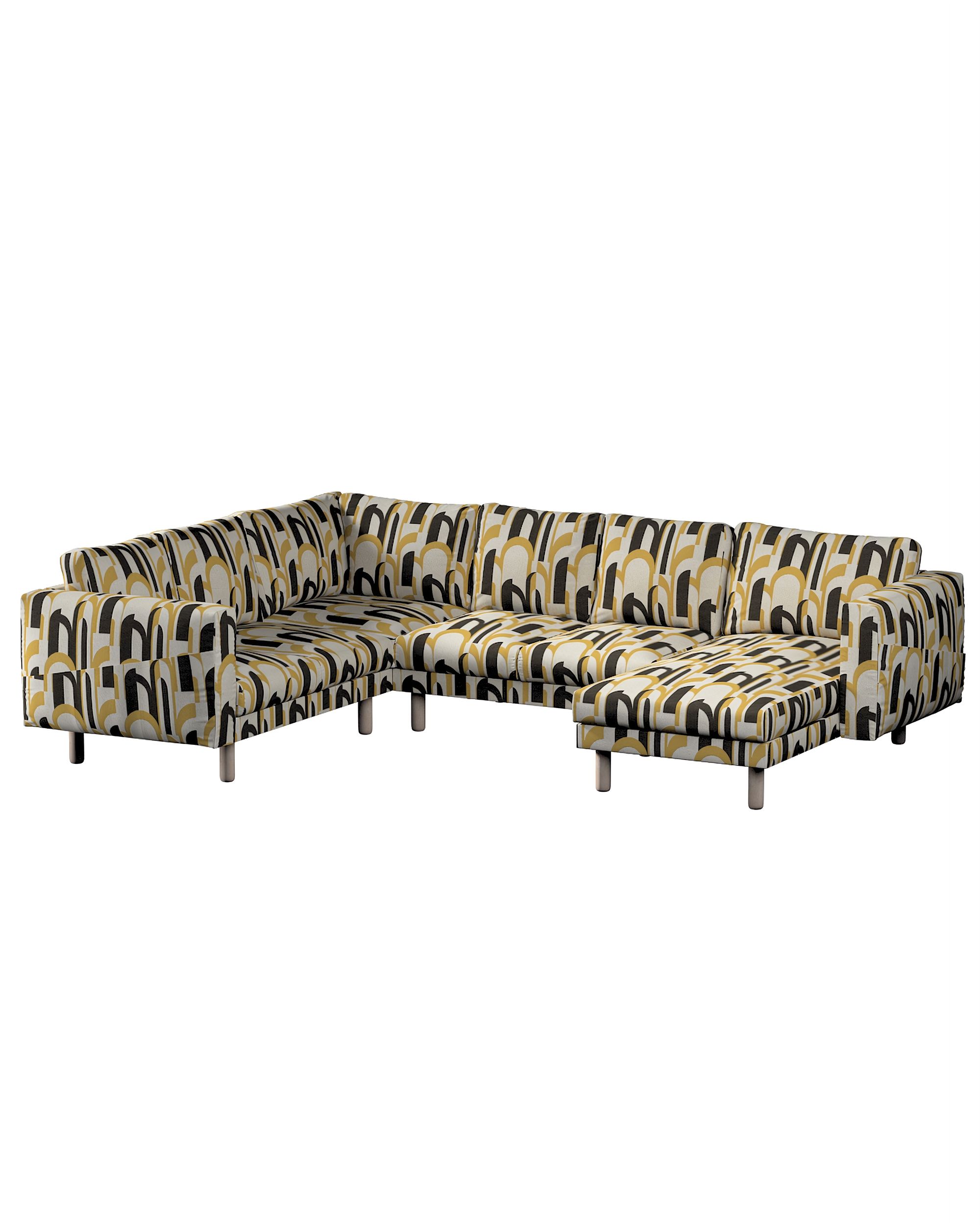 Norsborg hoes voor 5-zits hoekbank met chaise longue kleur product meerkleurig stof met structuur, met patroon