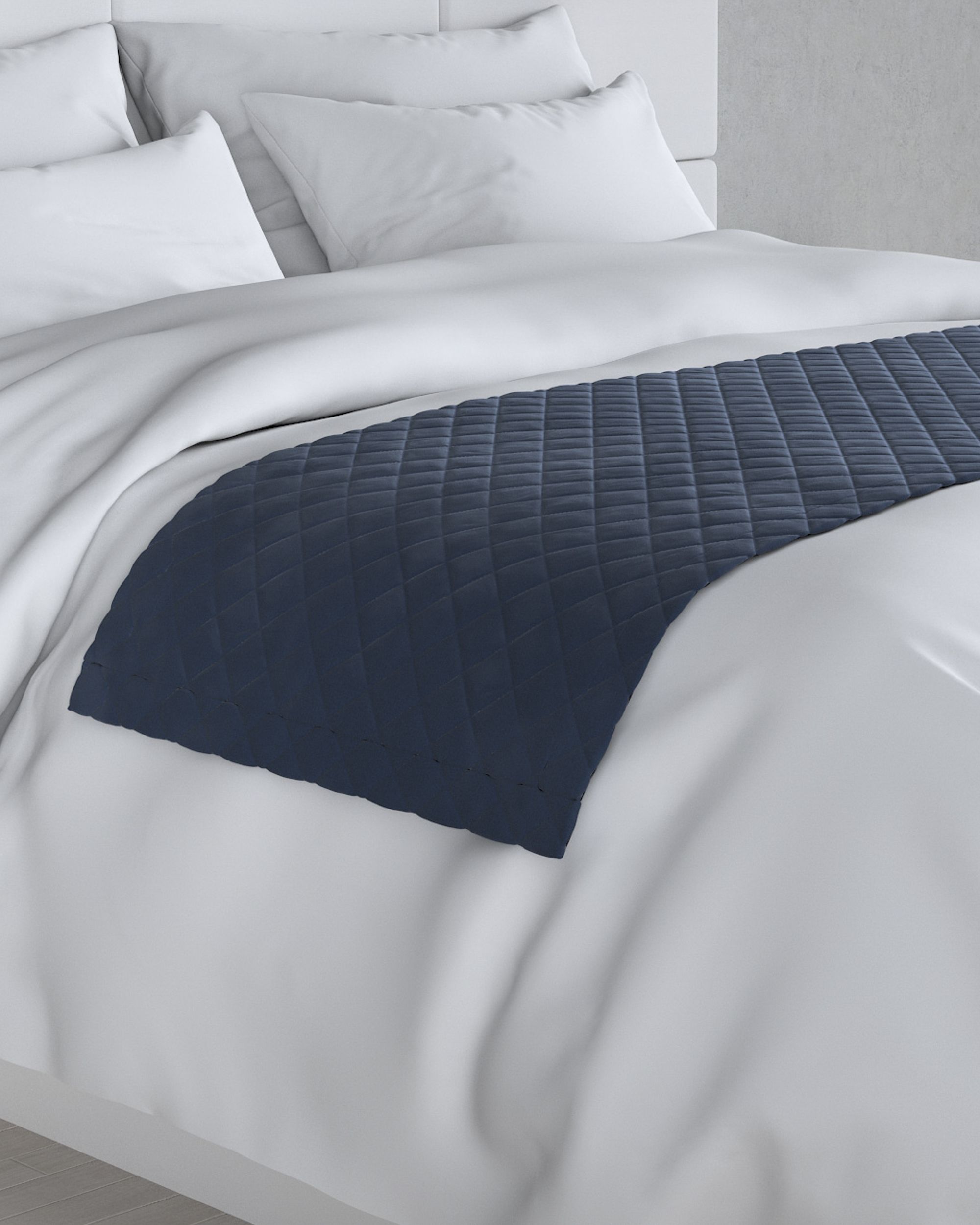 Bedloper Velvet kleur product donkerblauw stof glanzend, fluweel