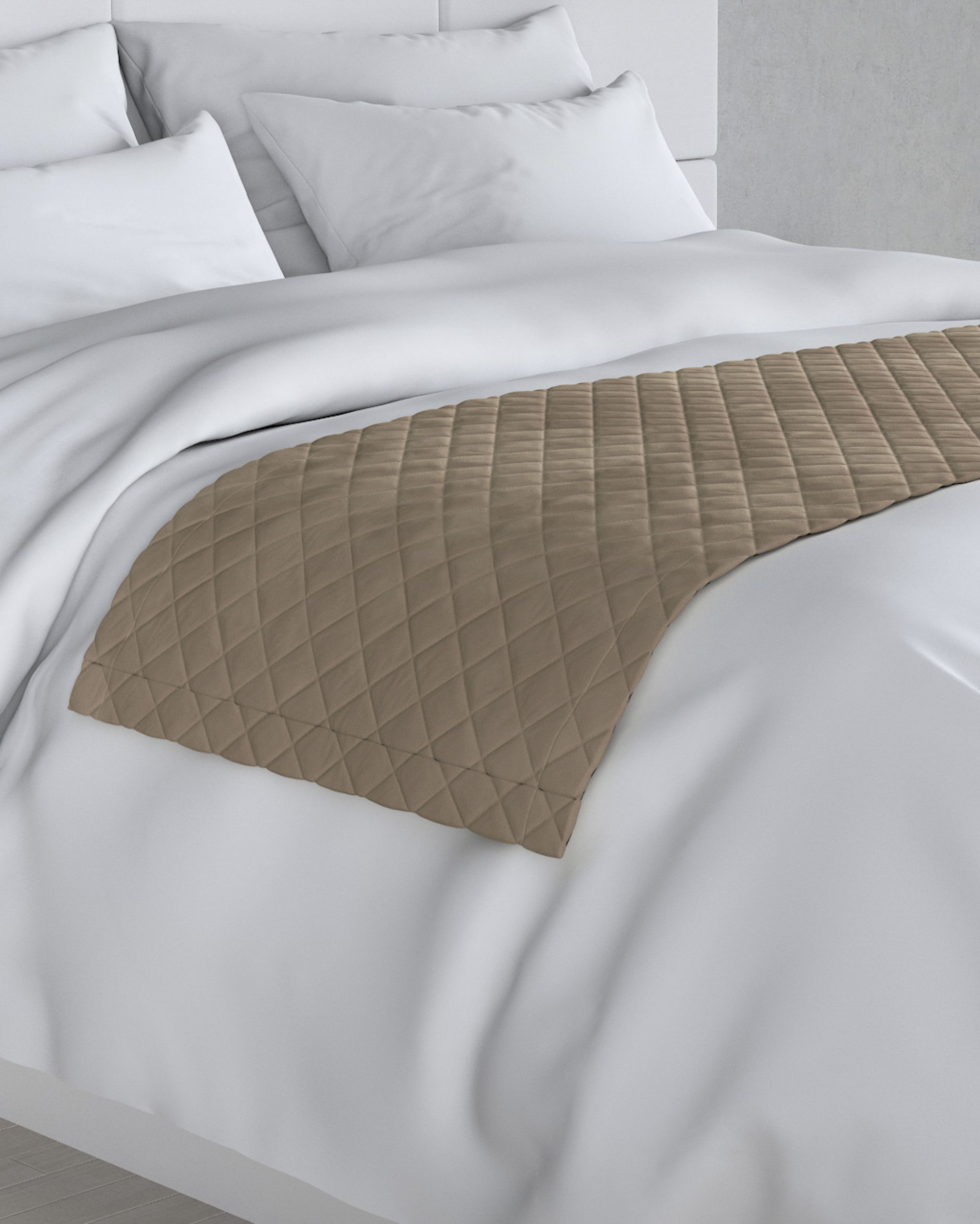 Bedloper Velvet kleur product beige stof glanzend, fluweel