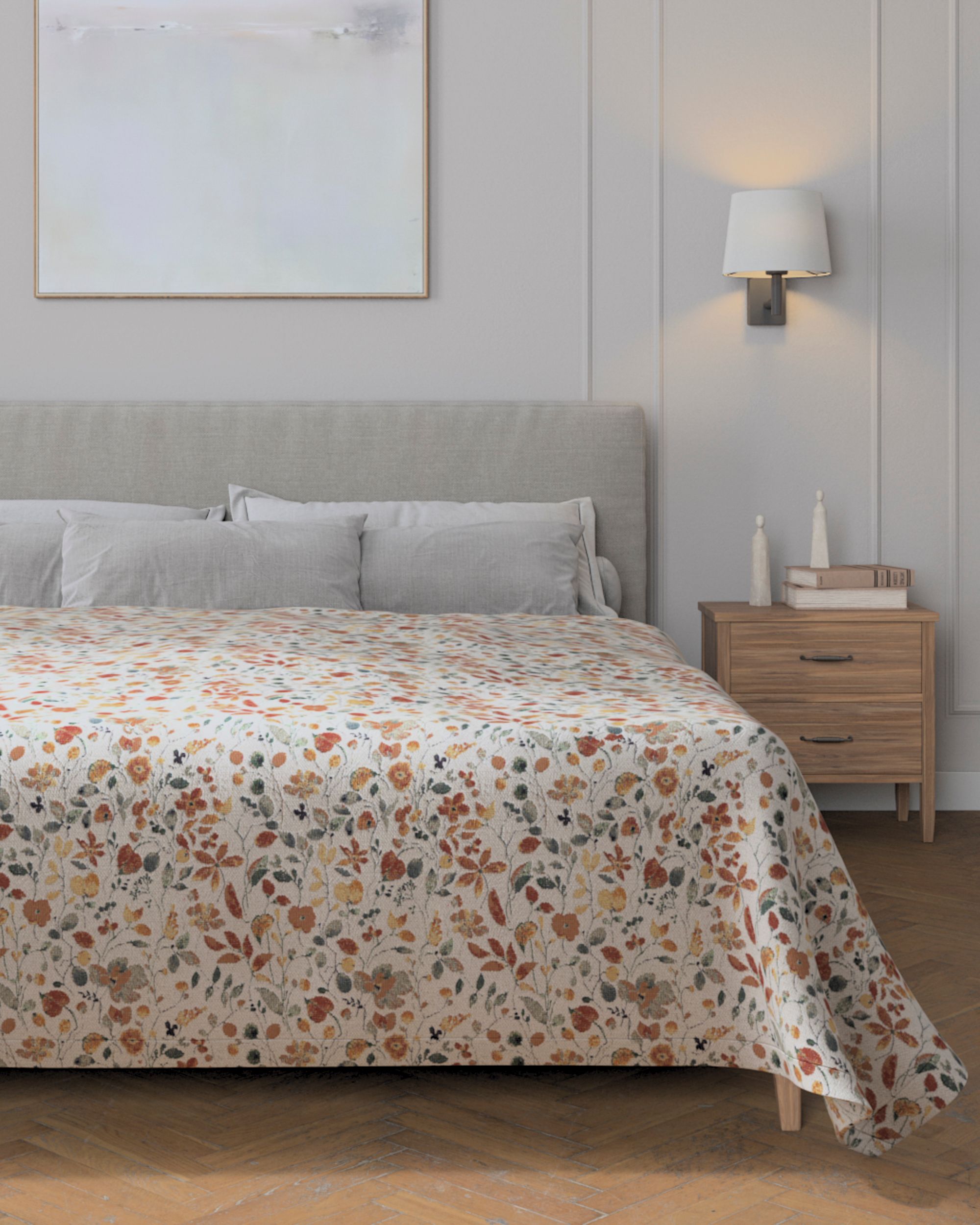 Sprei 220x260cm kleur product oranje stof met structuur, met patroon (hover)