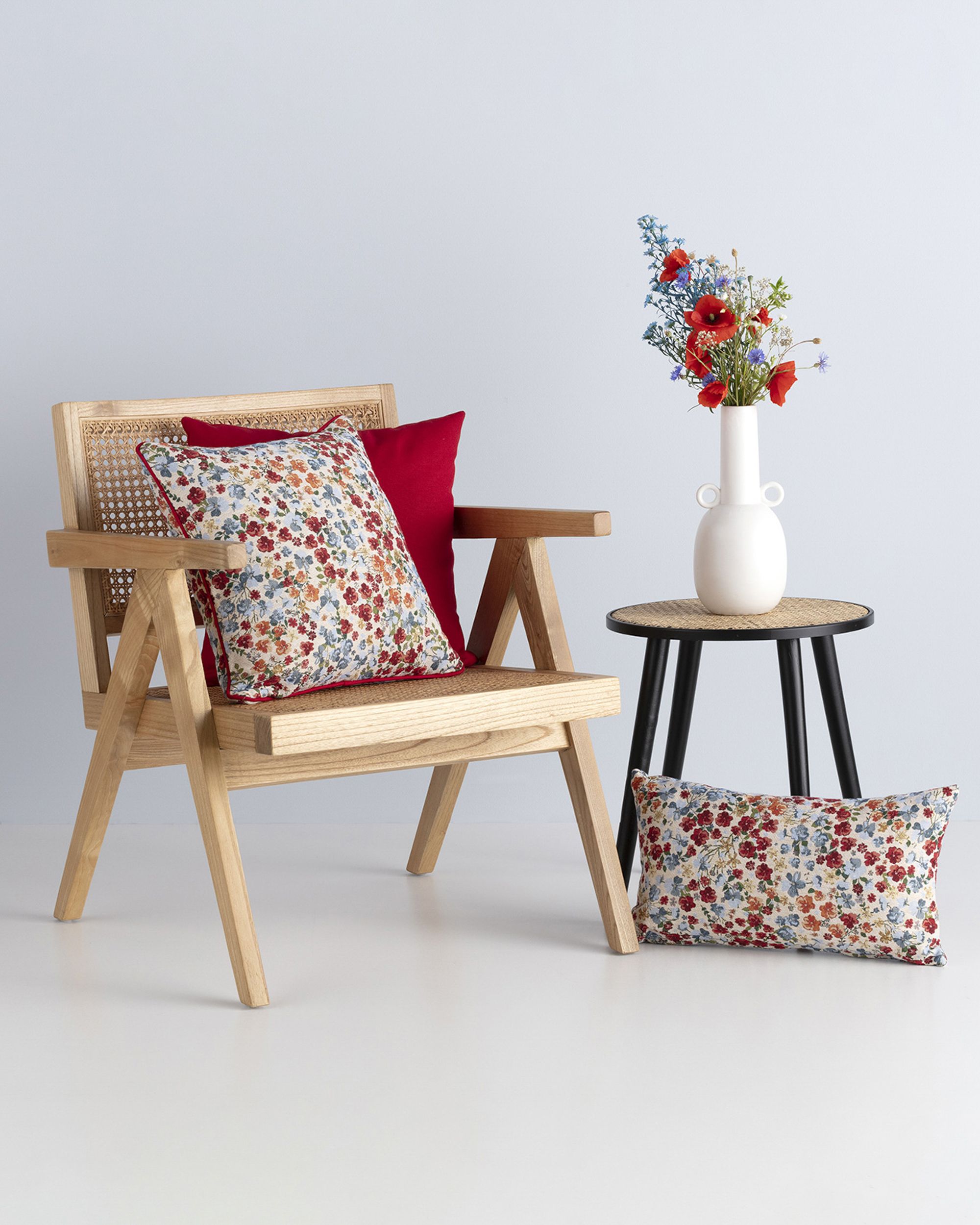 Set van 3 decoratieve kussens Rode Klaproos (hover)