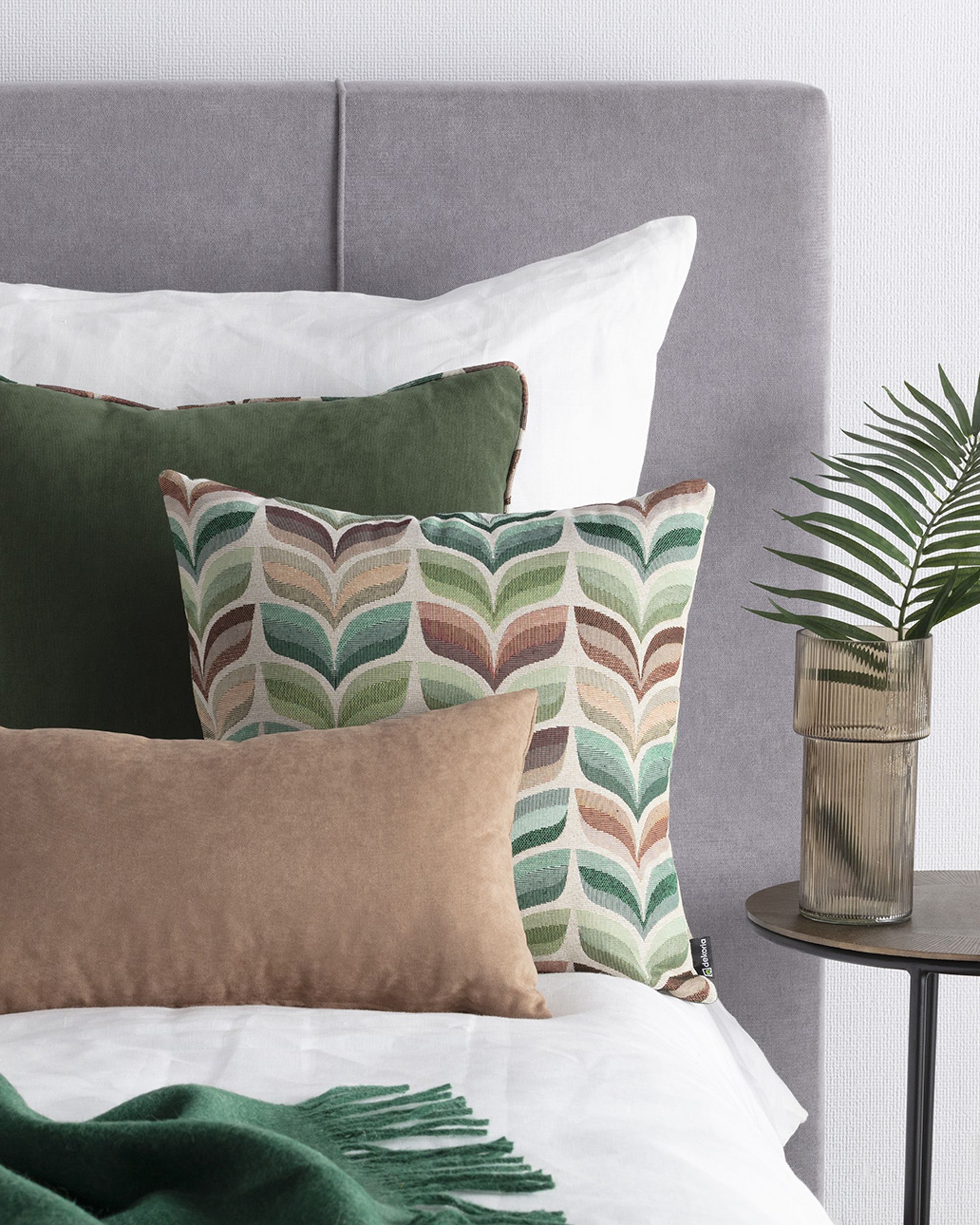 Set van 3 decoratieve kussens Groene Huiselijkheid II (hover)