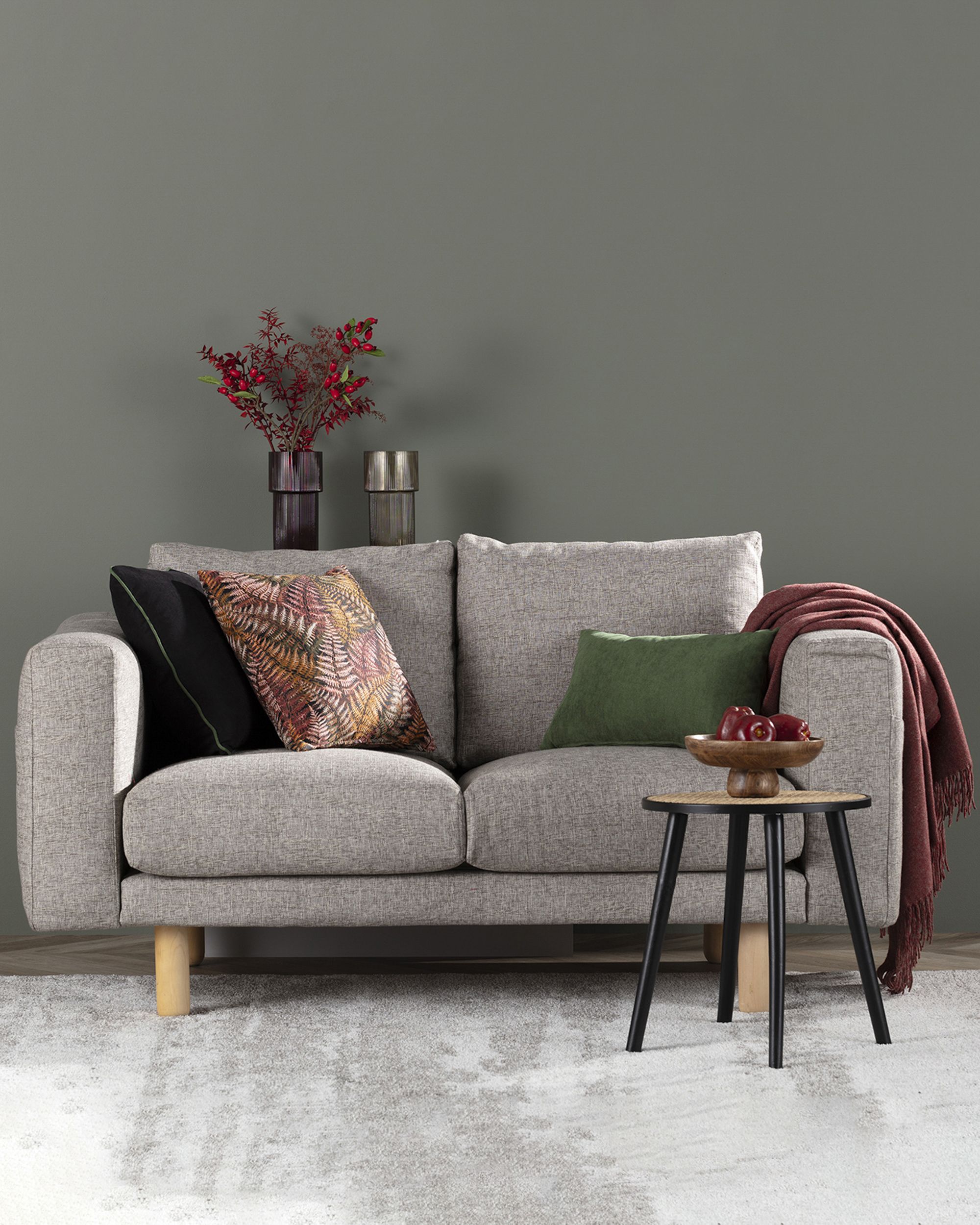 Set van 3 decoratieve kussens Varenbloem Maroon I (hover)