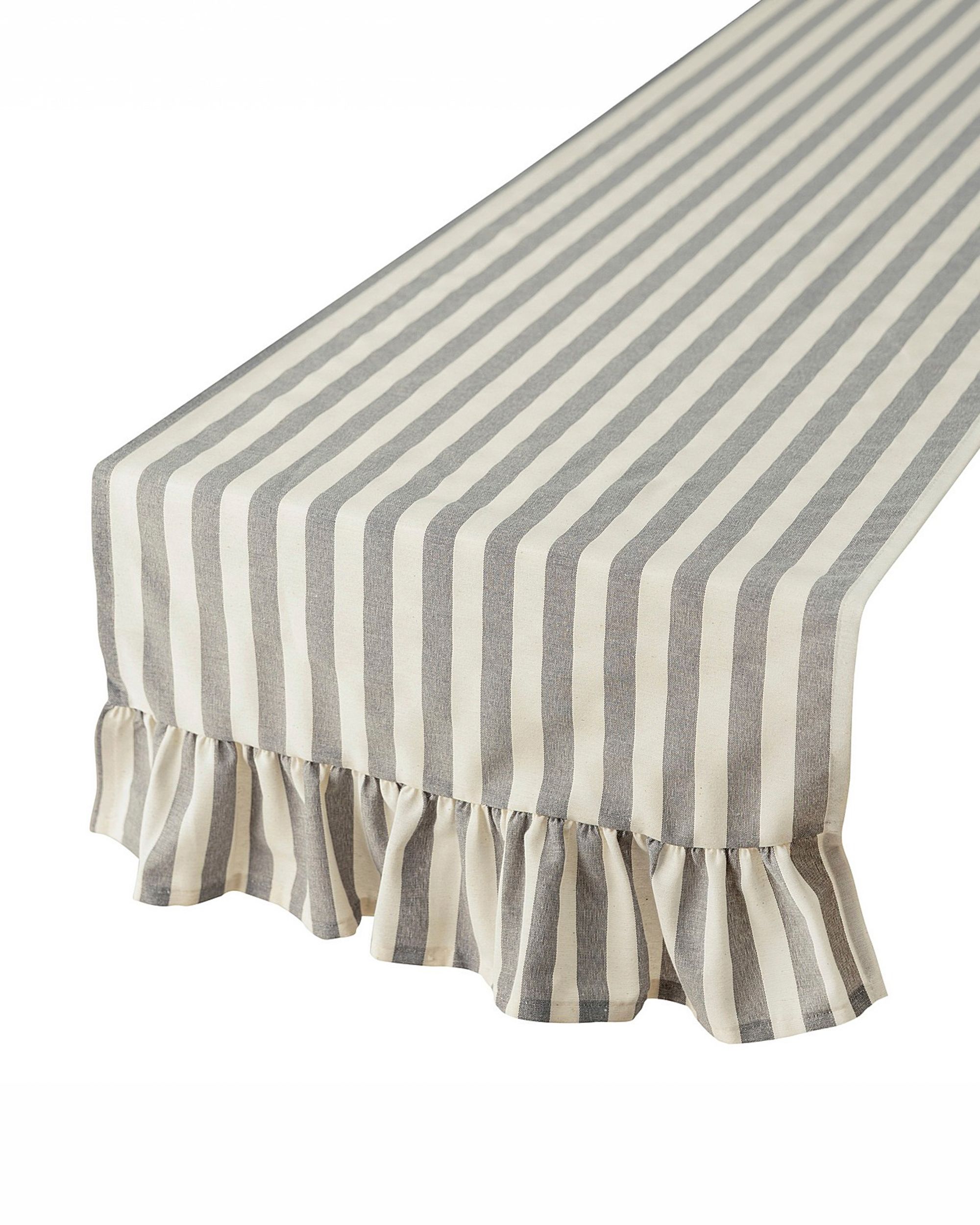 Tafelloper met ruches 40x160 cm kleur product grijs stof met patroon