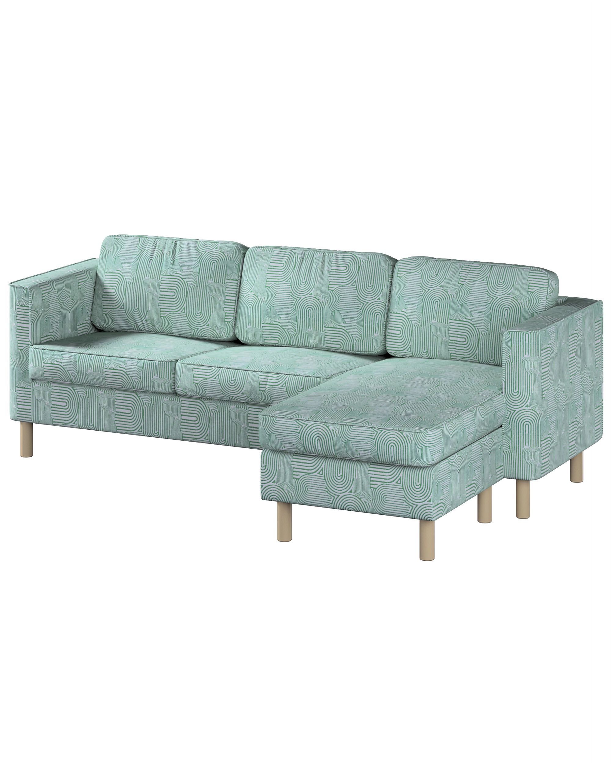 IKEA zitbankhoes voor Pärup 2-zitsbank met chaise longue kleur product groen stof met structuur, met patroon