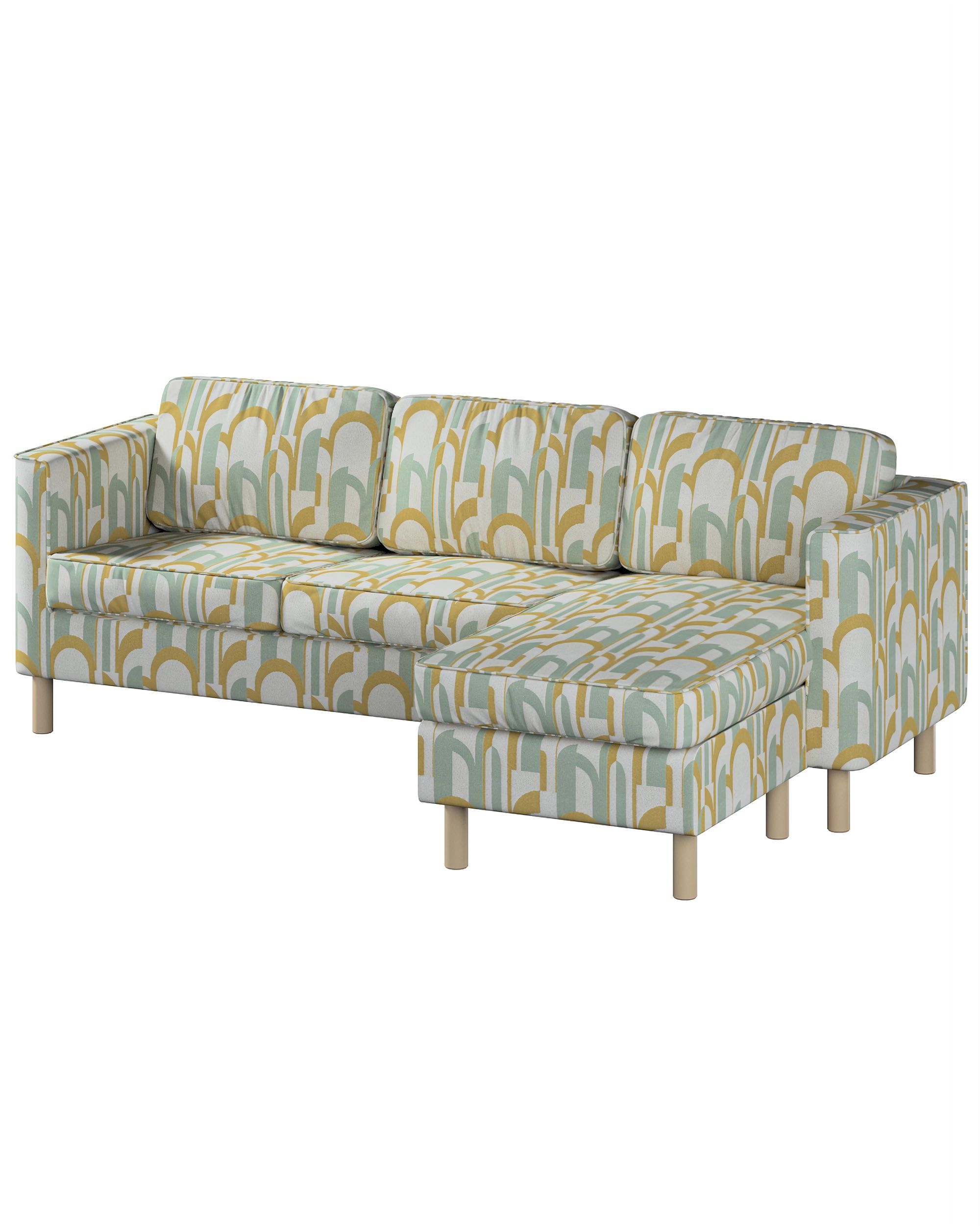 IKEA zitbankhoes voor Pärup 2-zitsbank met chaise longue kleur product groen stof met structuur, met patroon