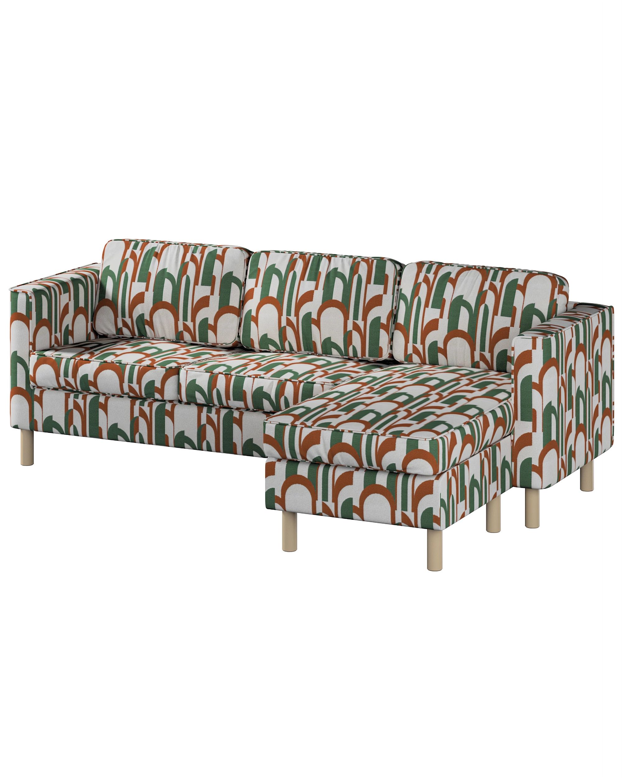 IKEA zitbankhoes voor Pärup 2-zitsbank met chaise longue kleur product groen stof met structuur, met patroon