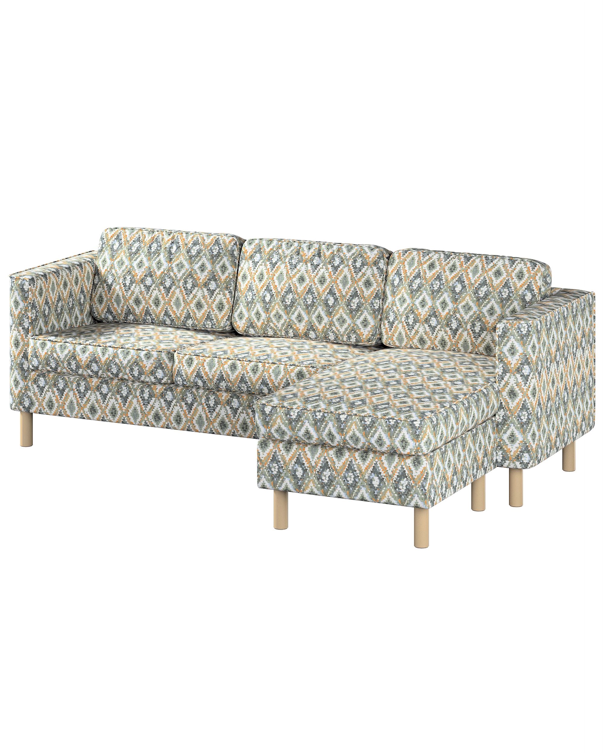 IKEA zitbankhoes voor Pärup 2-zitsbank met chaise longue kleur product blauw stof met structuur, met patroon