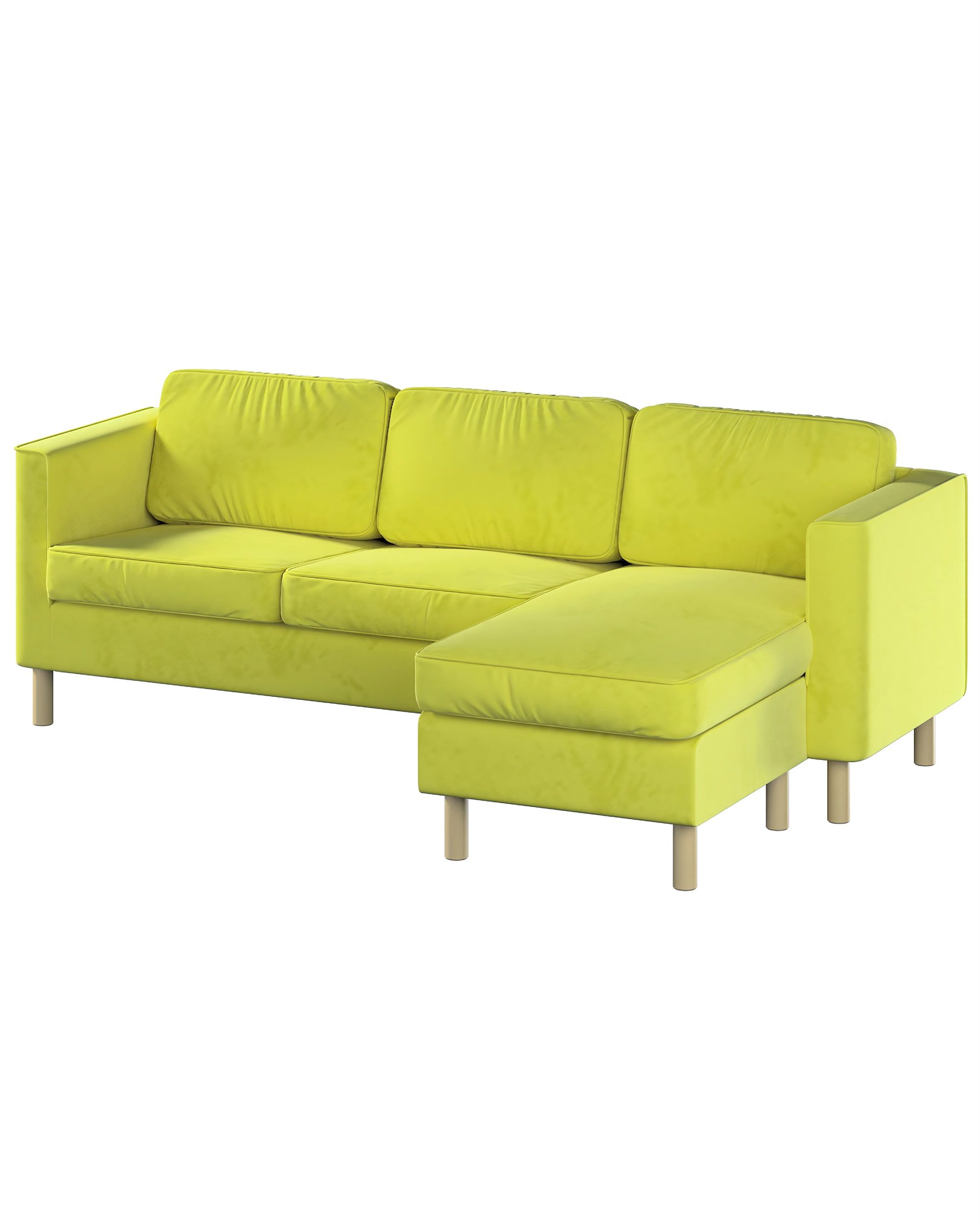 IKEA zitbankhoes voor Pärup 2-zitsbank met chaise longue kleur product groen stof glanzend, fluweel