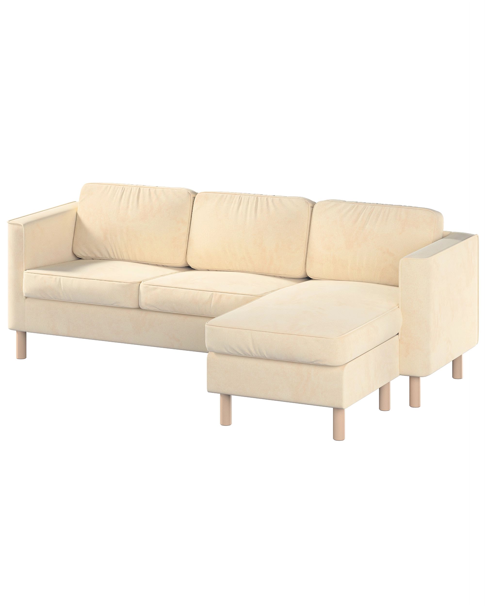 IKEA zitbankhoes voor Pärup 2-zitsbank met chaise longue kleur product ecru stof glanzend, fluweel