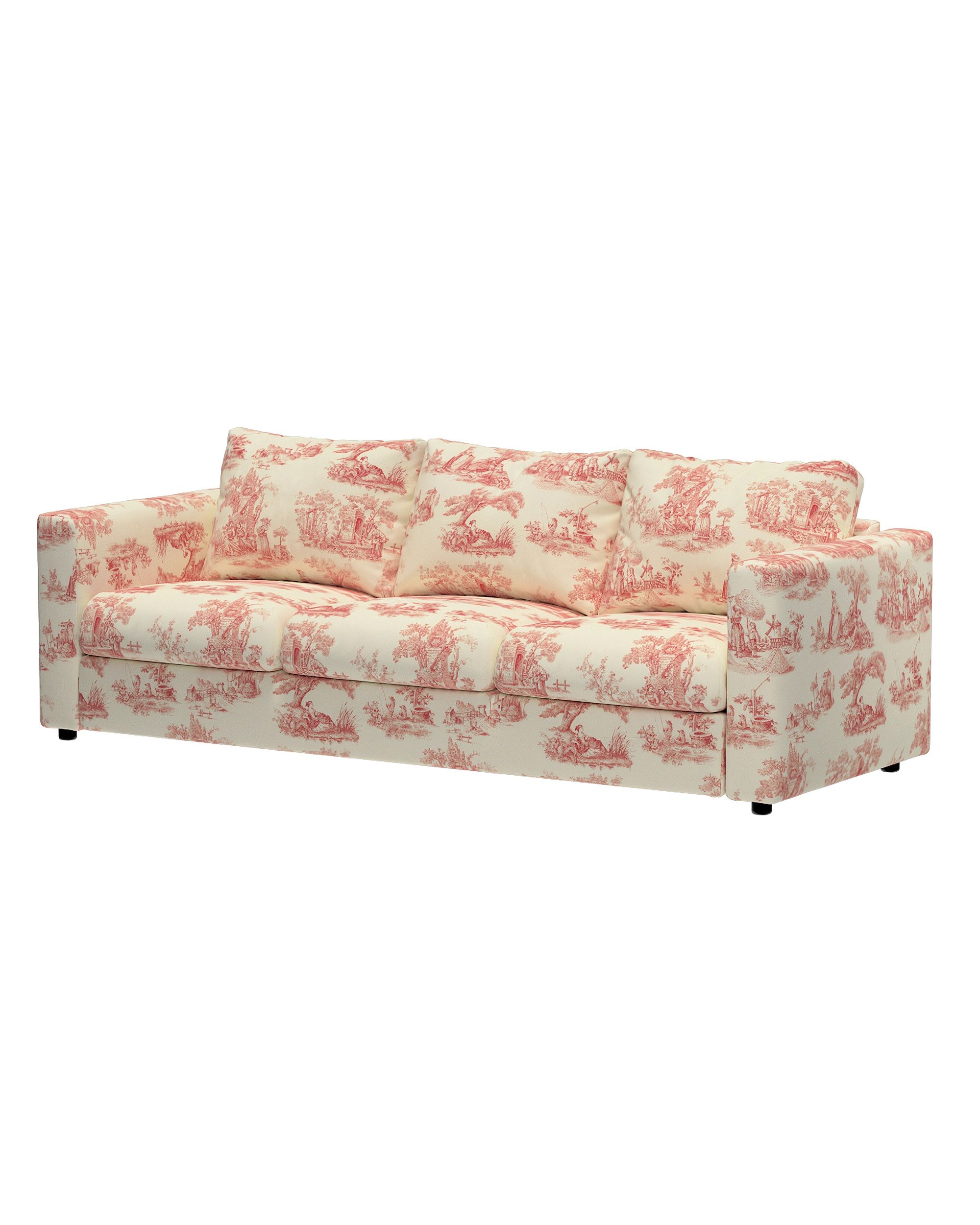 Hoes voor 3-persoons zitbankelement Vimle kleur product rood stof met patroon (hover)