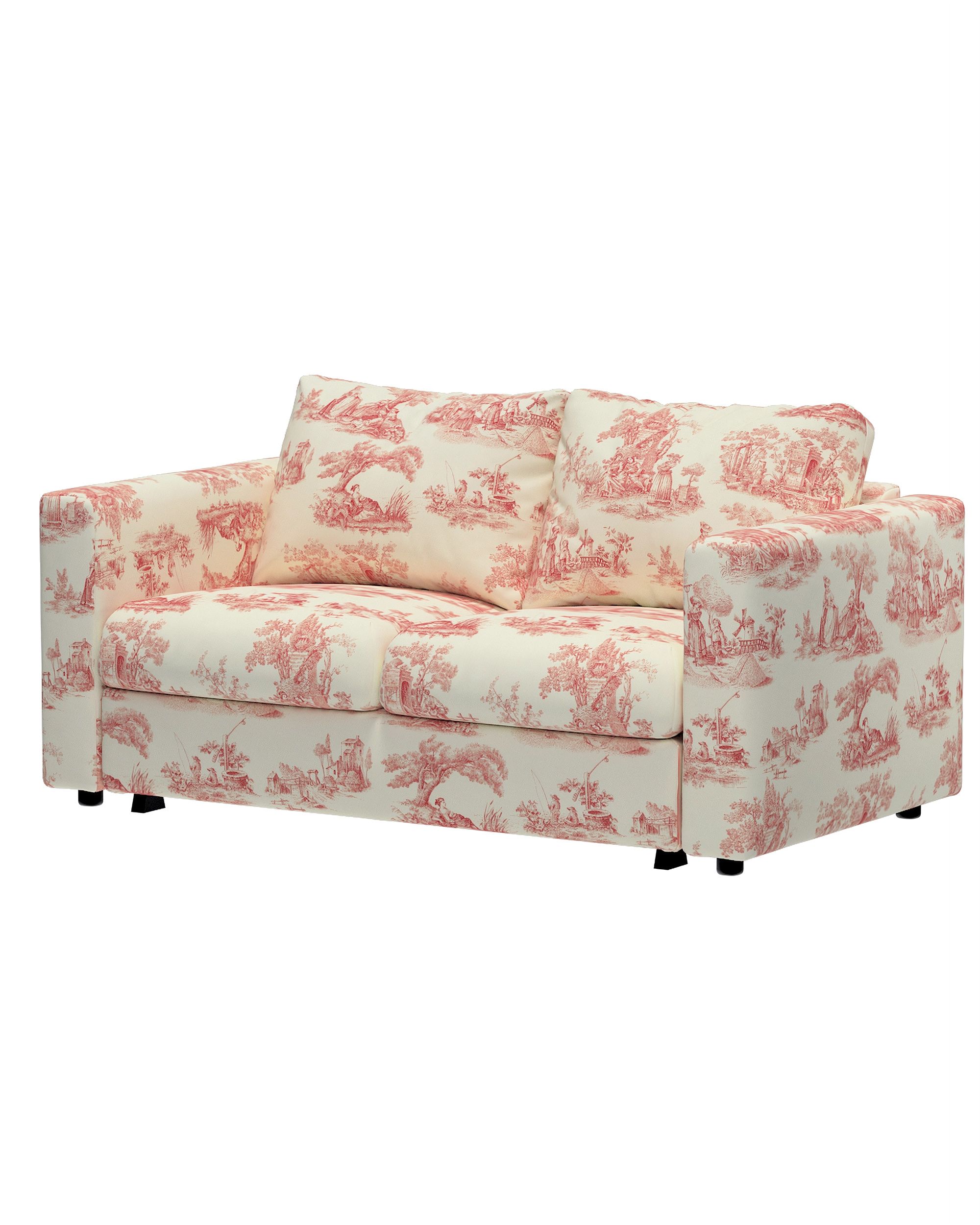 Hoes voor 2-persoons slaapbankelement Vimle kleur product rood stof met patroon (hover)