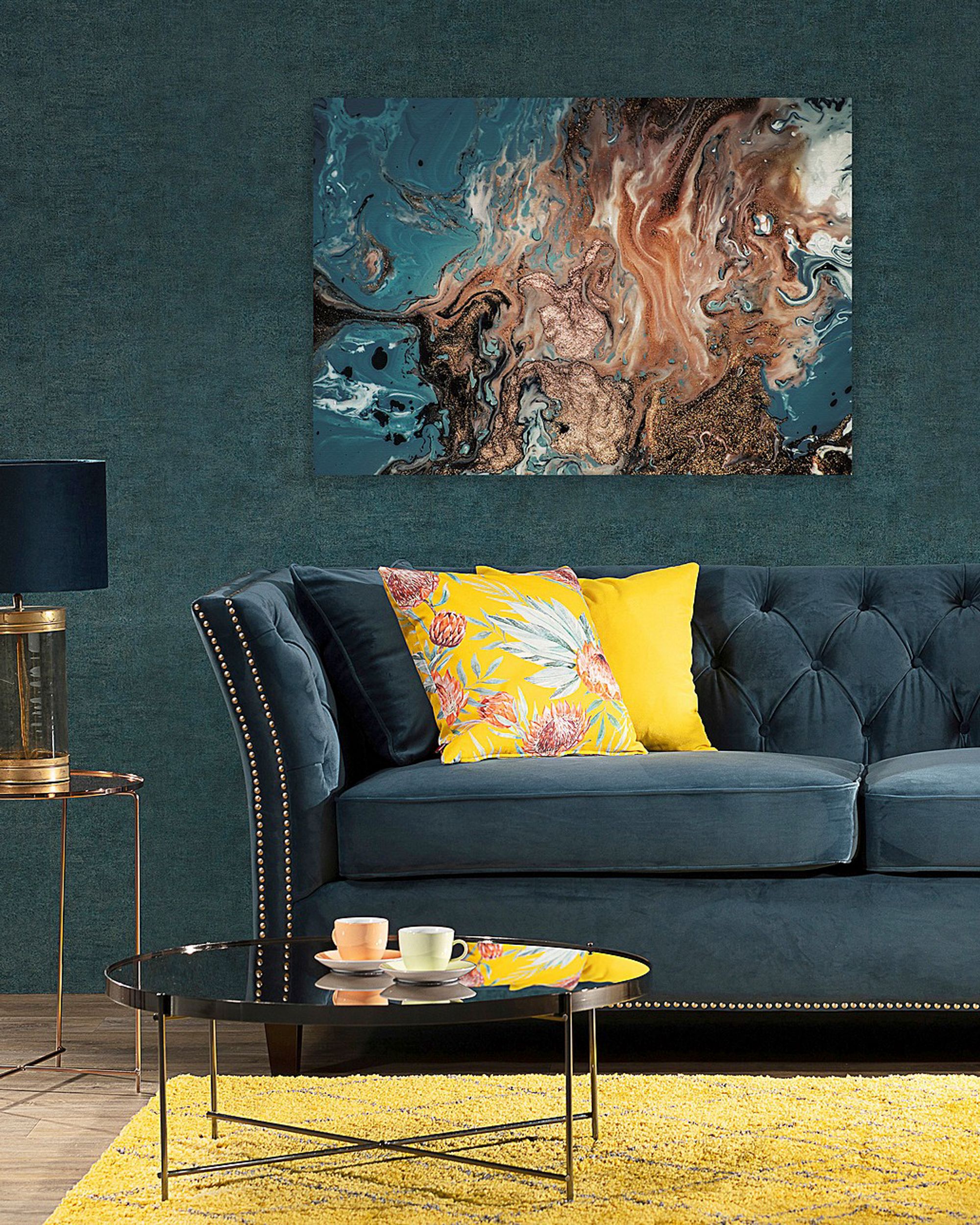 Canvasprint Puring Blue&Gold (hover)