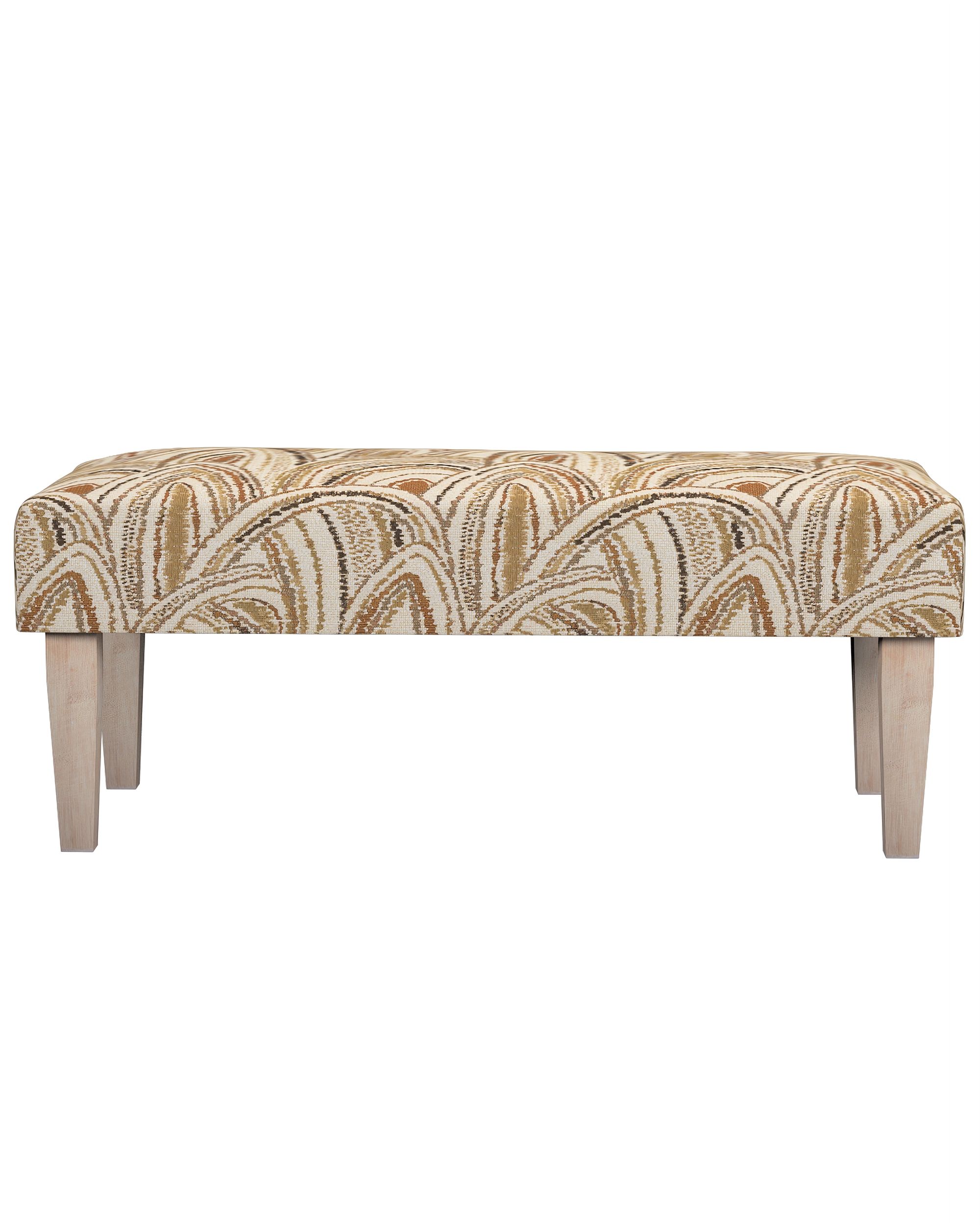Voetenbank rechthoekig kleur product beige stof met structuur, met patroon (hover)