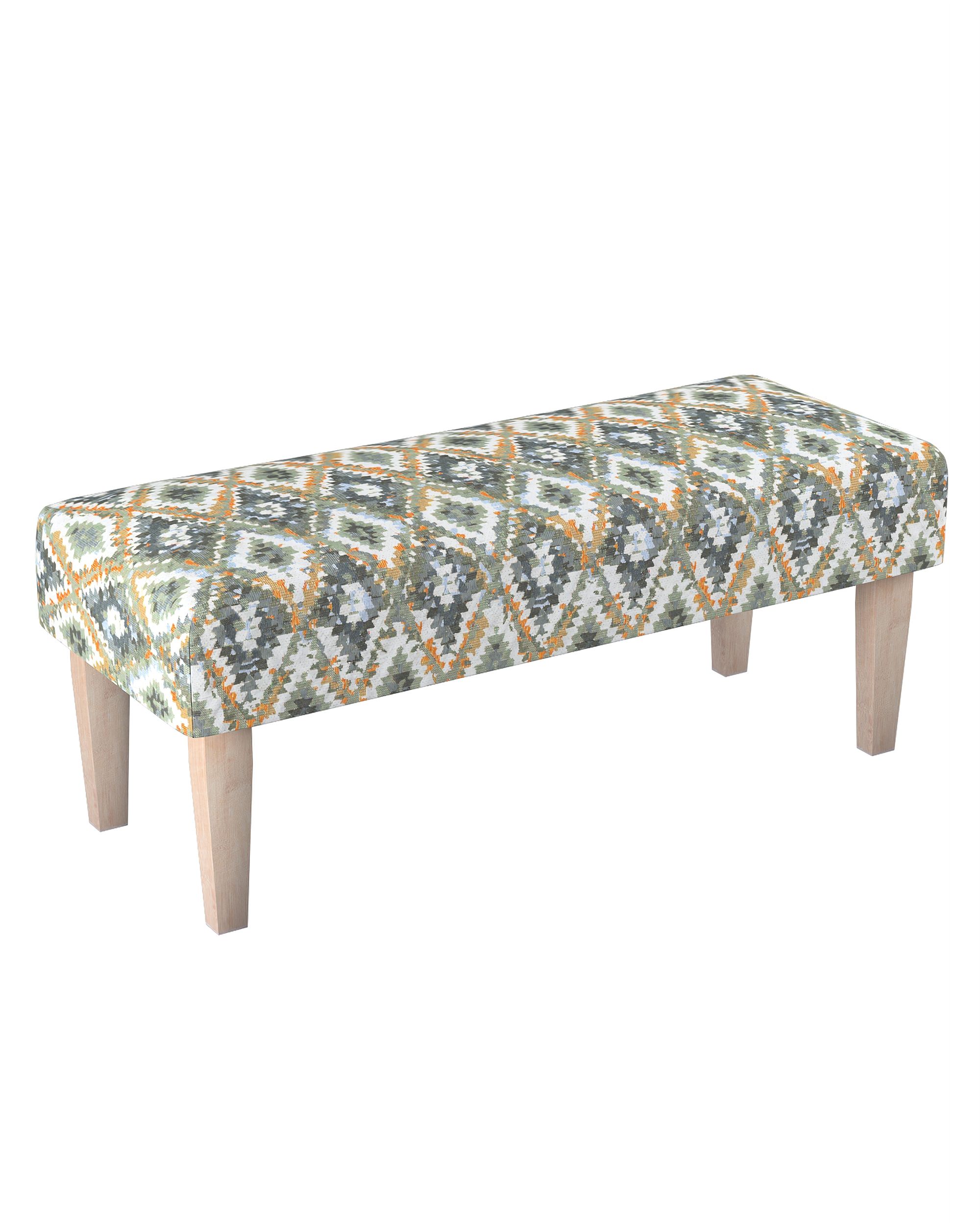 Voetenbank rechthoekig kleur product blauw stof met structuur, met patroon