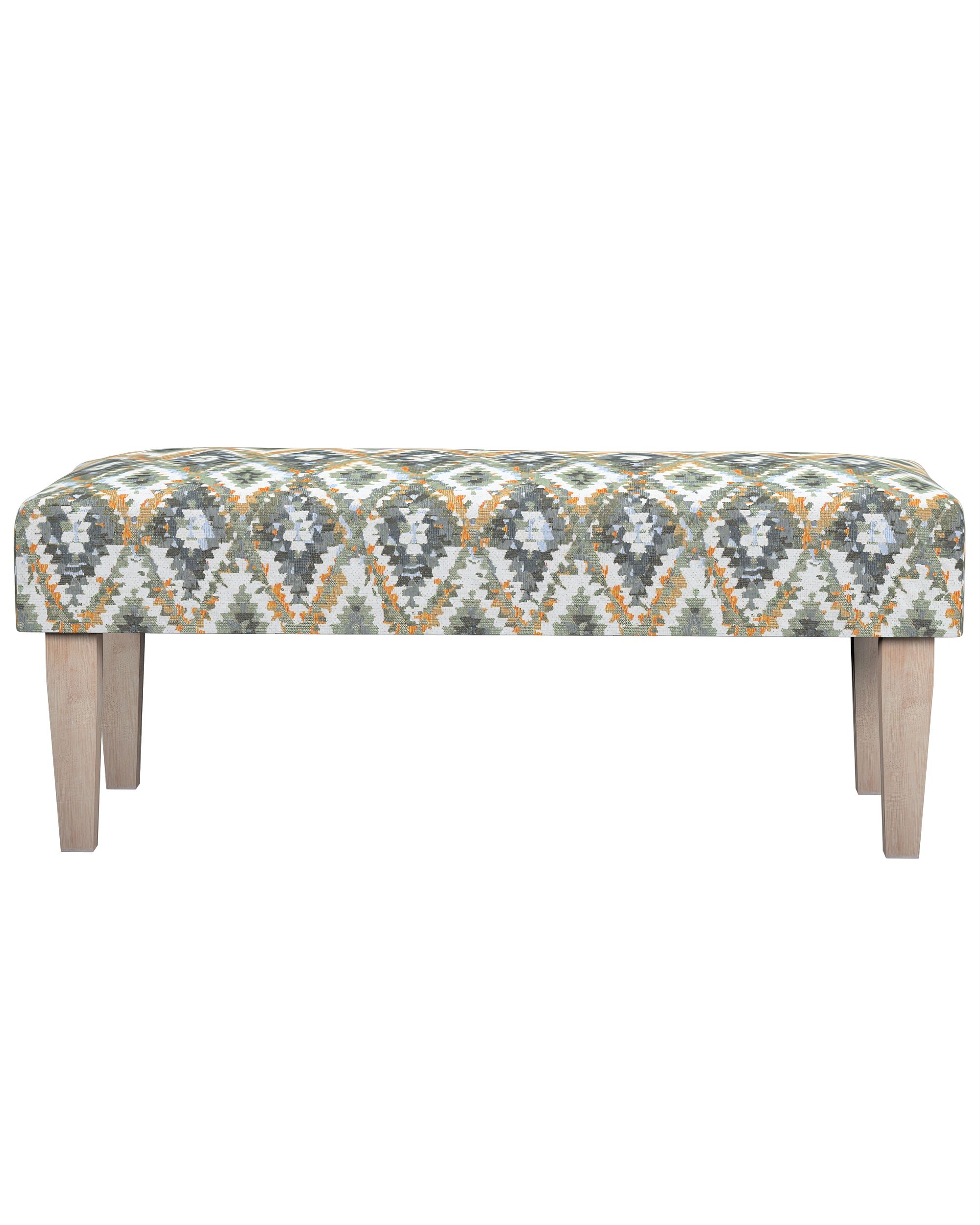 Voetenbank rechthoekig kleur product blauw stof met structuur, met patroon (hover)