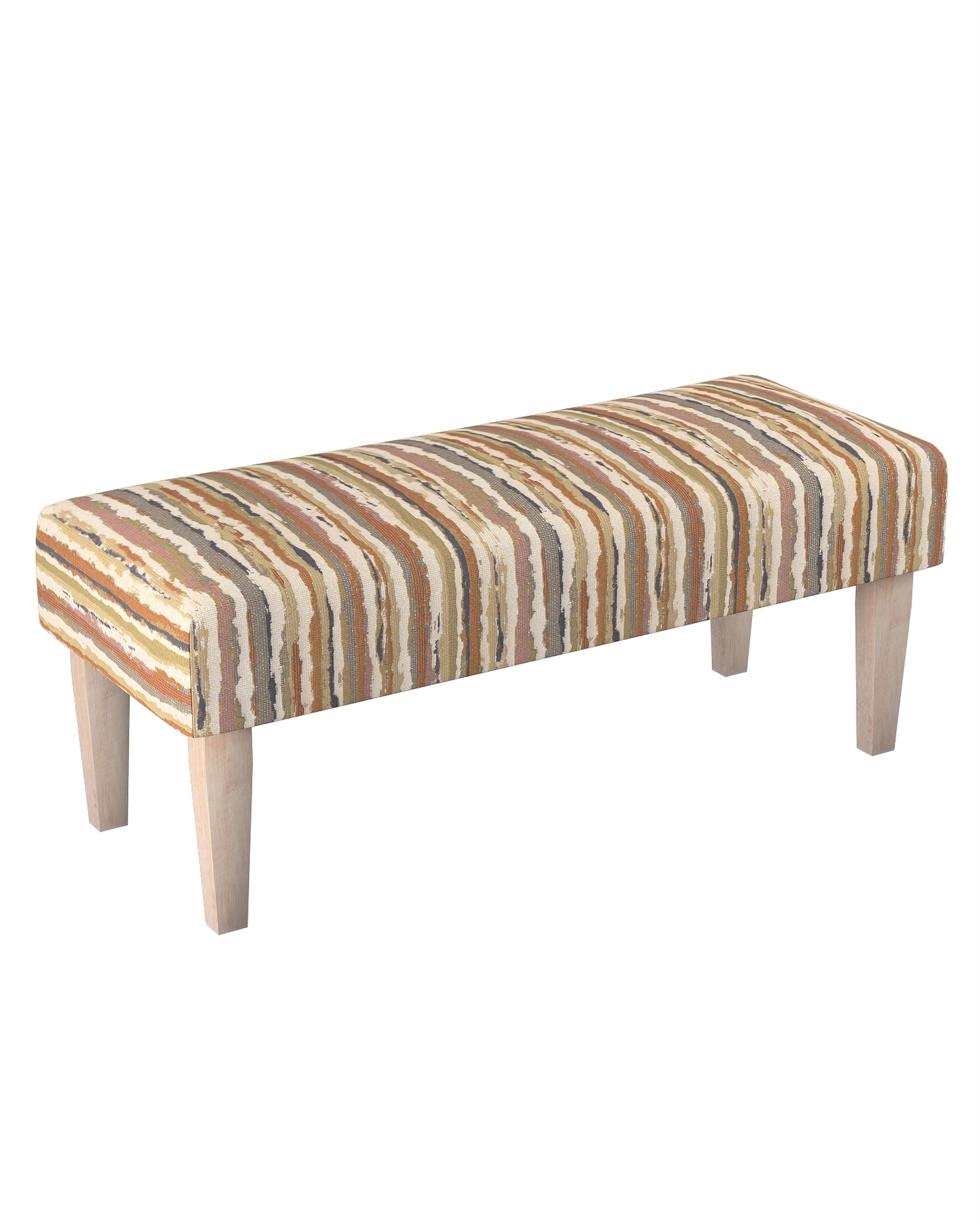 Voetenbank rechthoekig kleur product beige stof met structuur, met patroon