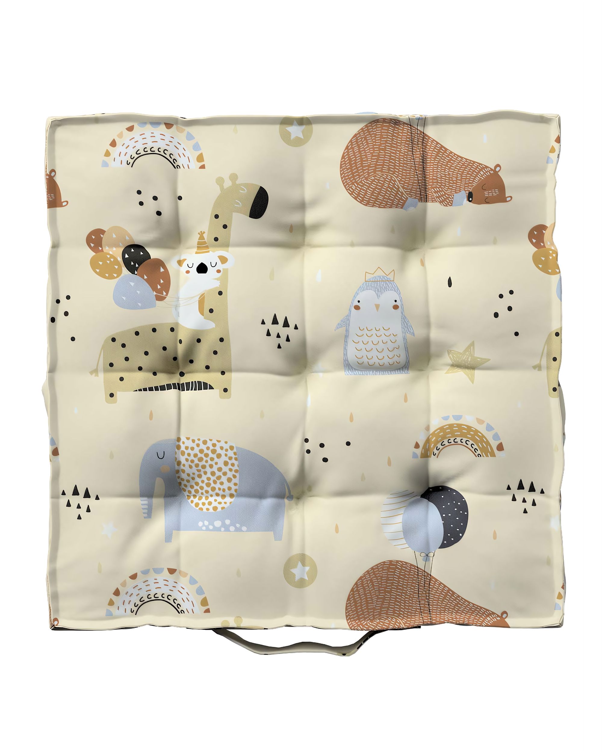 Stoelkussen Jacob met handvat kleur product beige stof met patroon (hover)