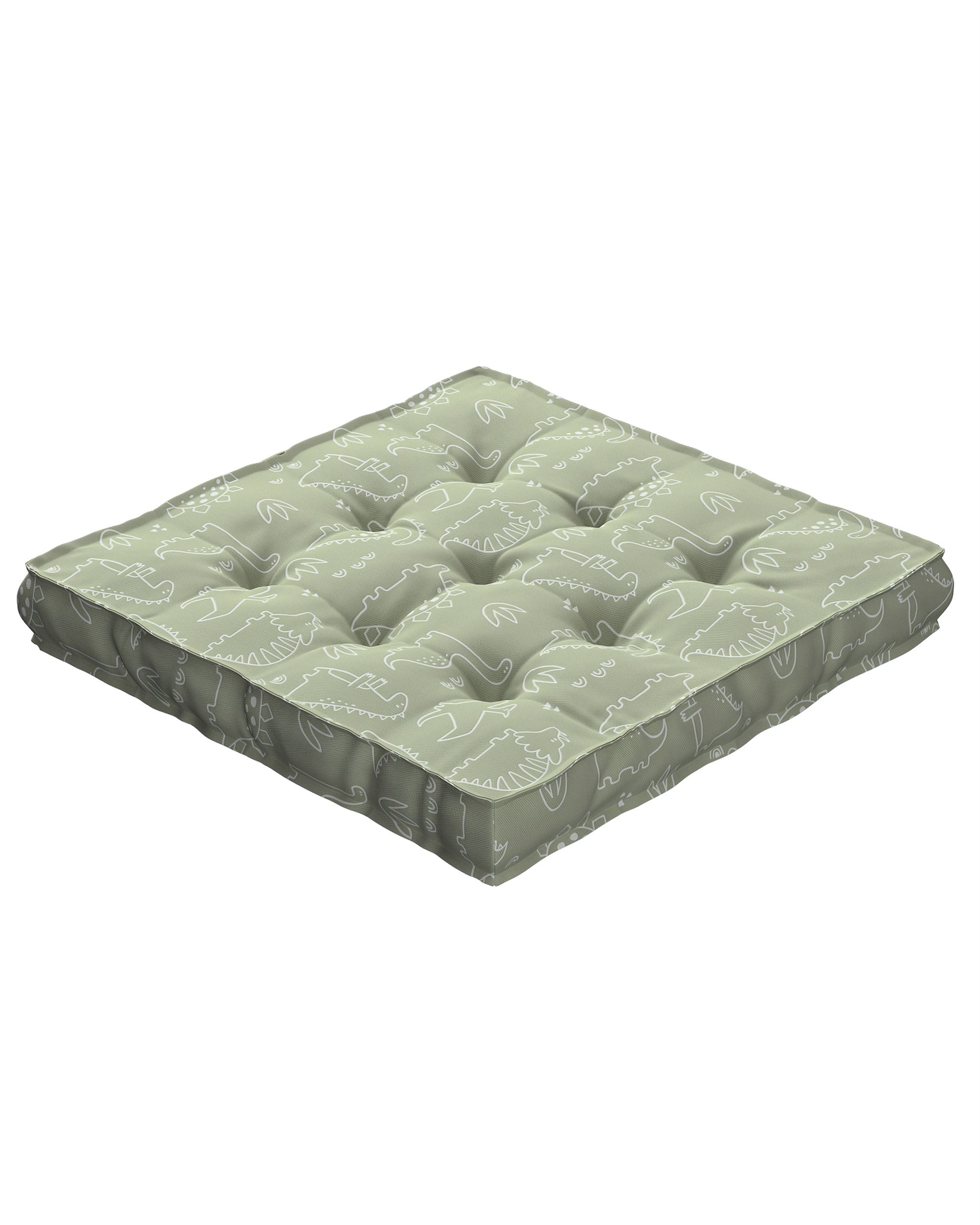 Stoelkussen Jacob met handvat kleur product groen stof met patroon (hover)