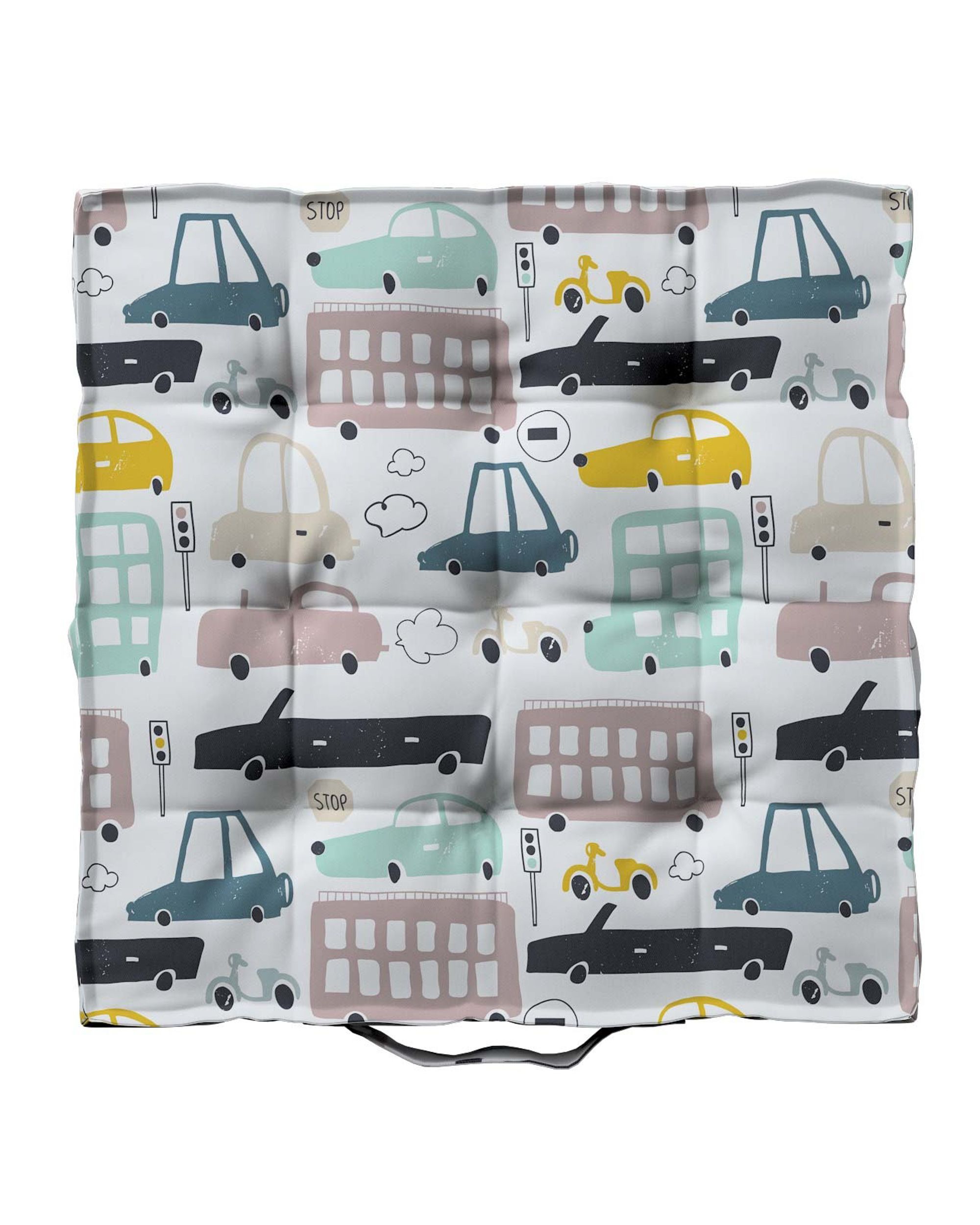 Stoelkussen Jacob met handvat kleur product beige stof met patroon (hover)