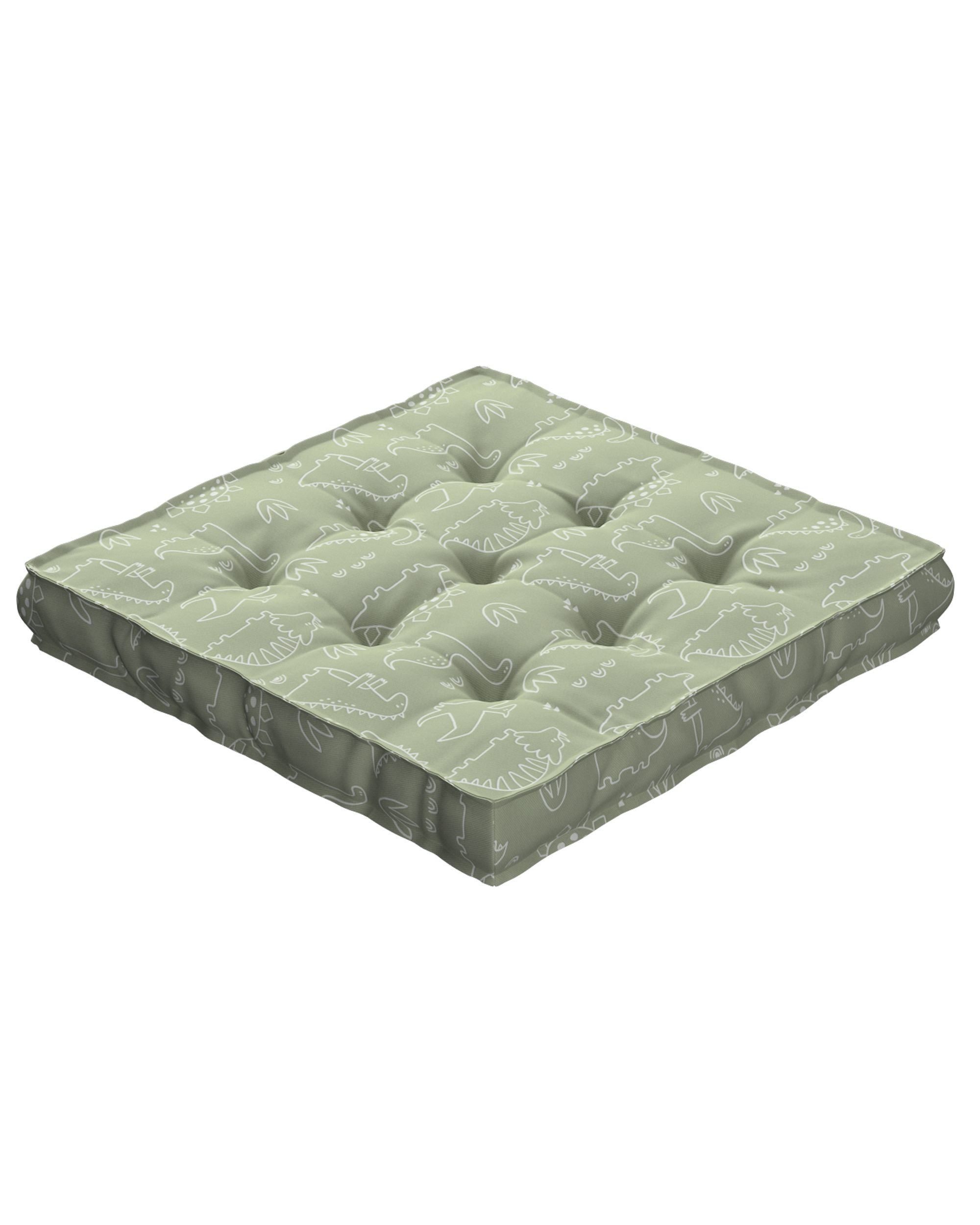 Stoelkussen Jacob met handvat kleur product groen stof met patroon (hover)