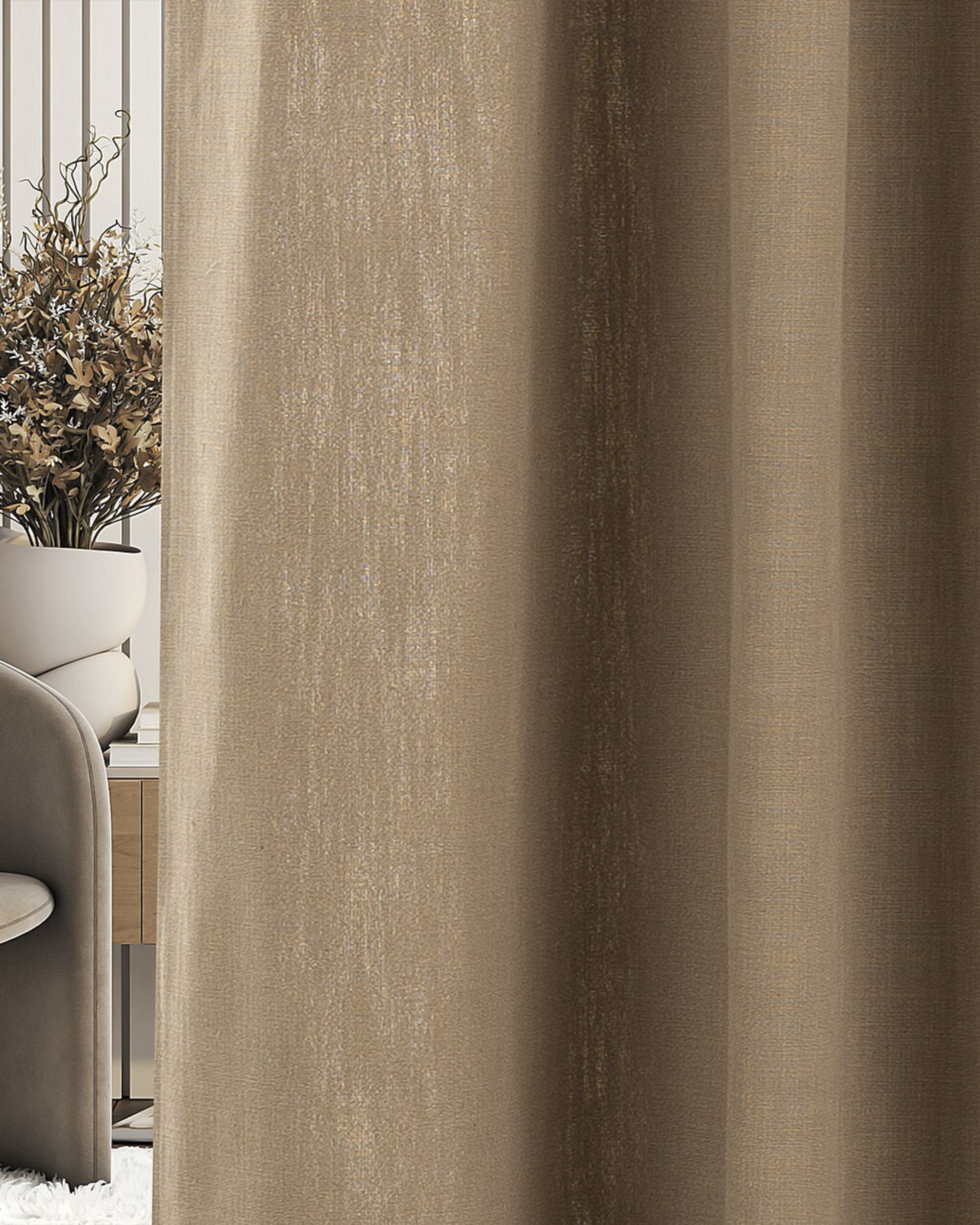 Kant-en-Klaar Gordijn BASIC met plooi-/lusband 140x280 cm Lichtbruin