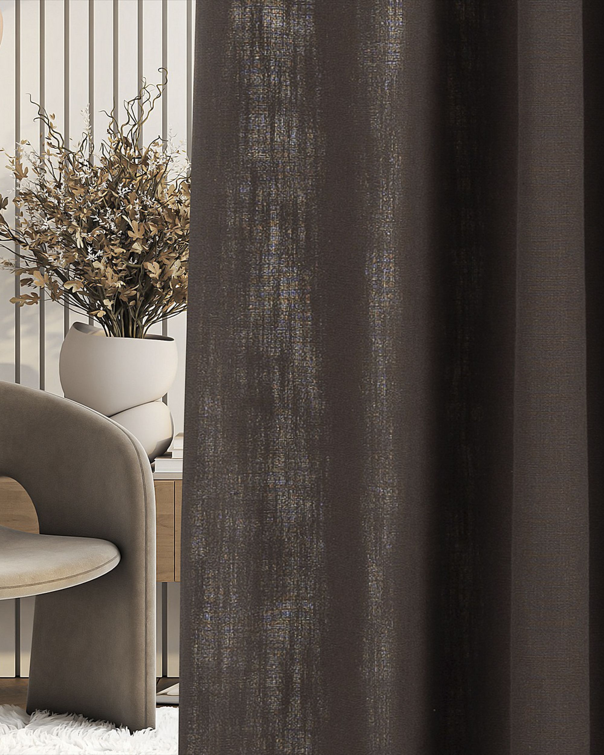 Kant-en-Klaar Gordijn BASIC met plooi-/lusband 140x280 cm Donkerbruin