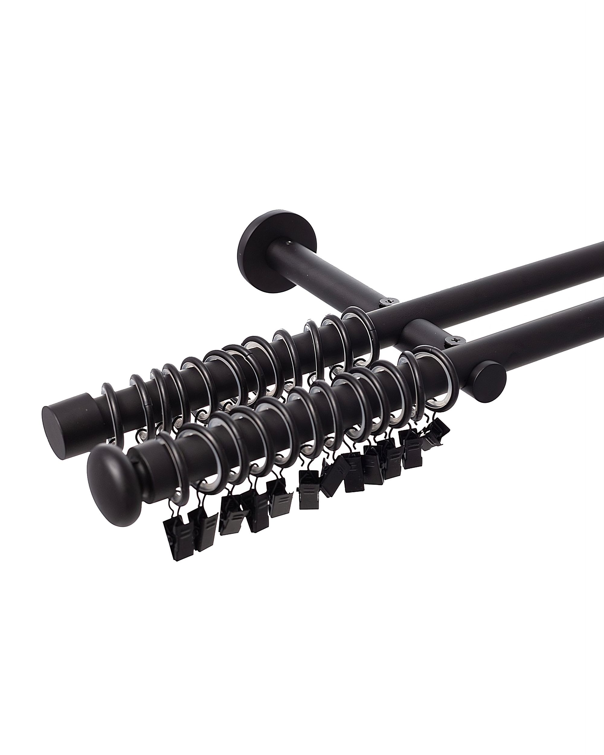 Dubbele Gordijnroede Modern Zwart Mat 160 cm