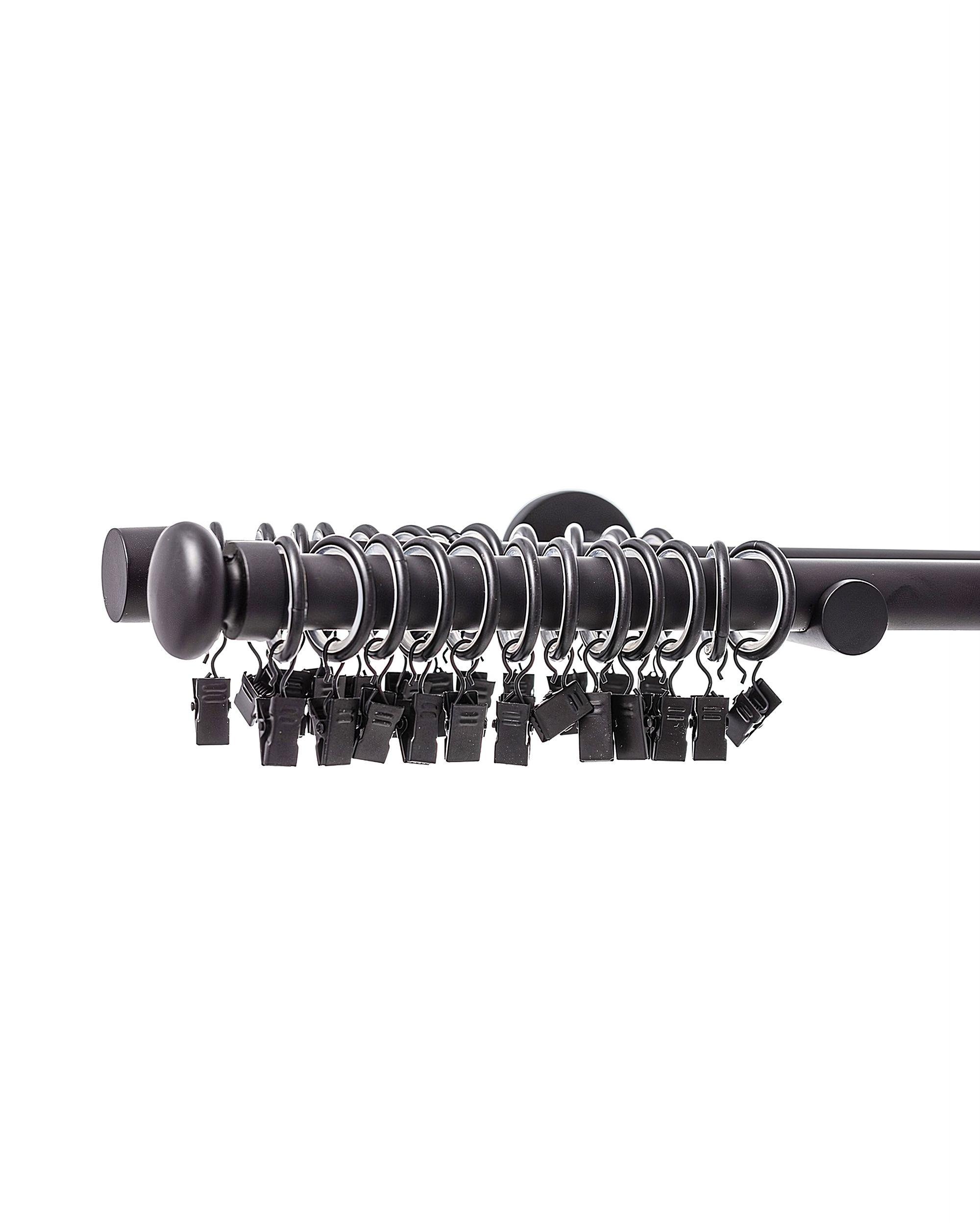 Dubbele Gordijnroede Modern Zwart Mat 160 cm (hover)