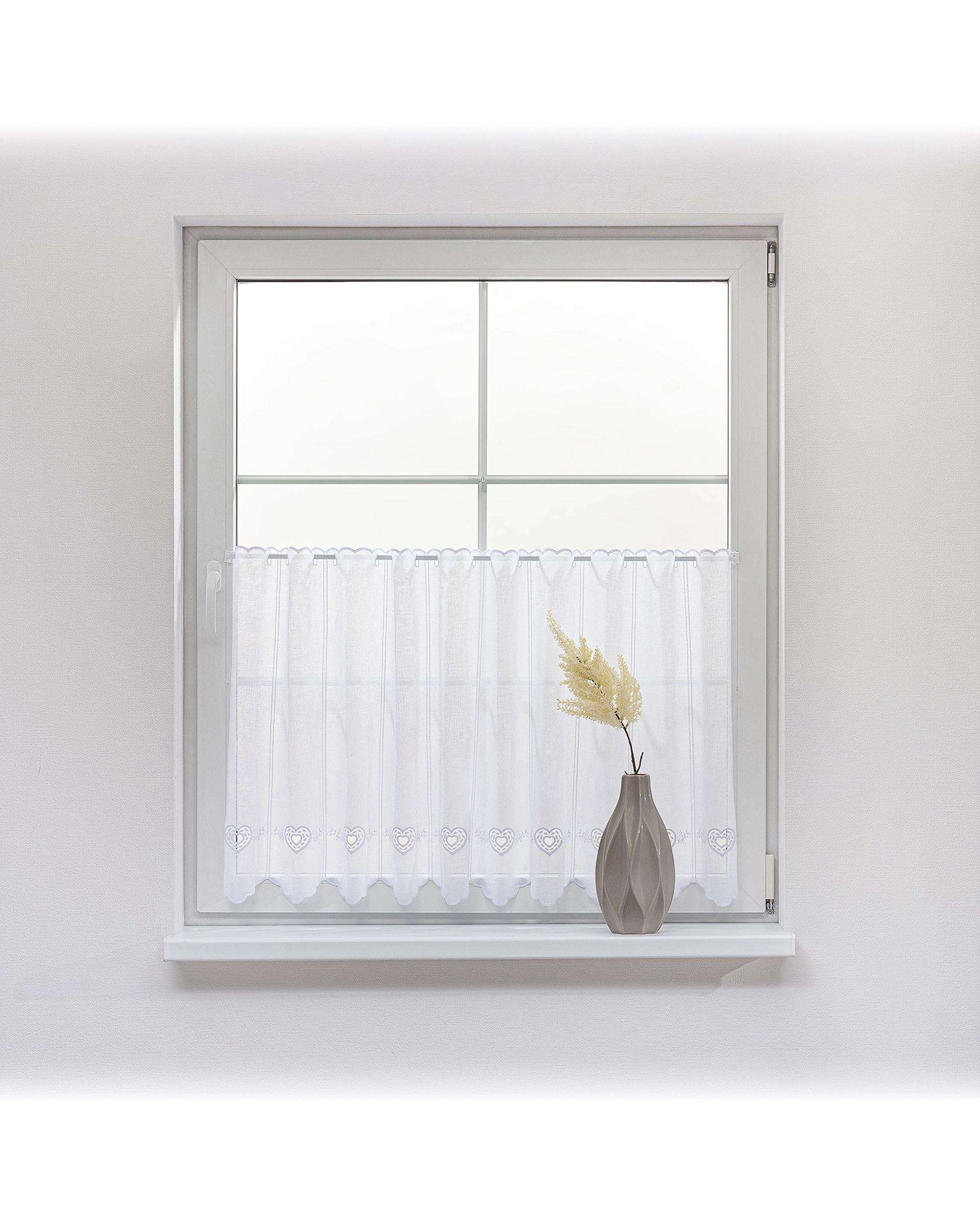 Geborduurde korte vitrage Heart 70 cm