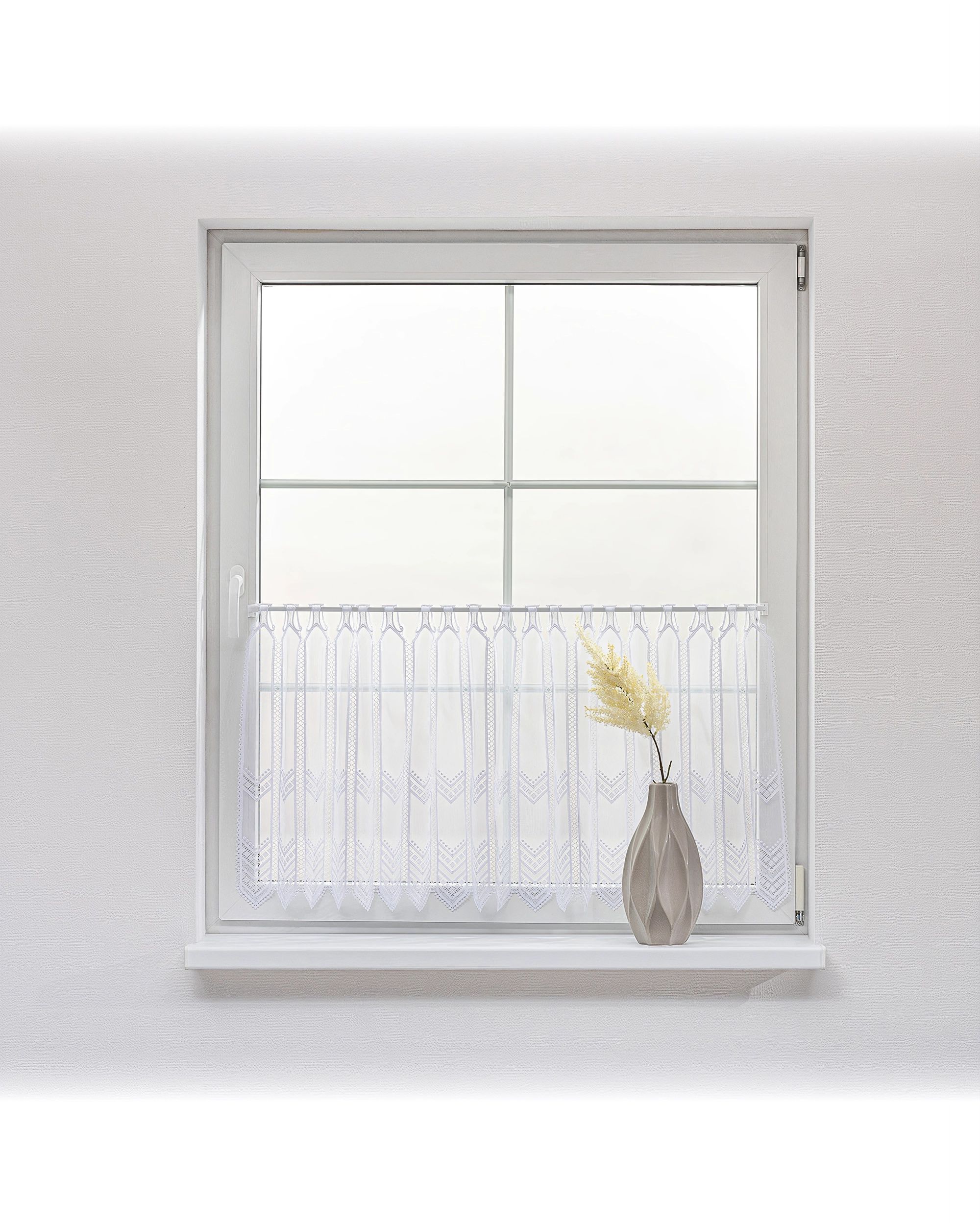 Geborduurde korte vitrage Chevron 60 cm