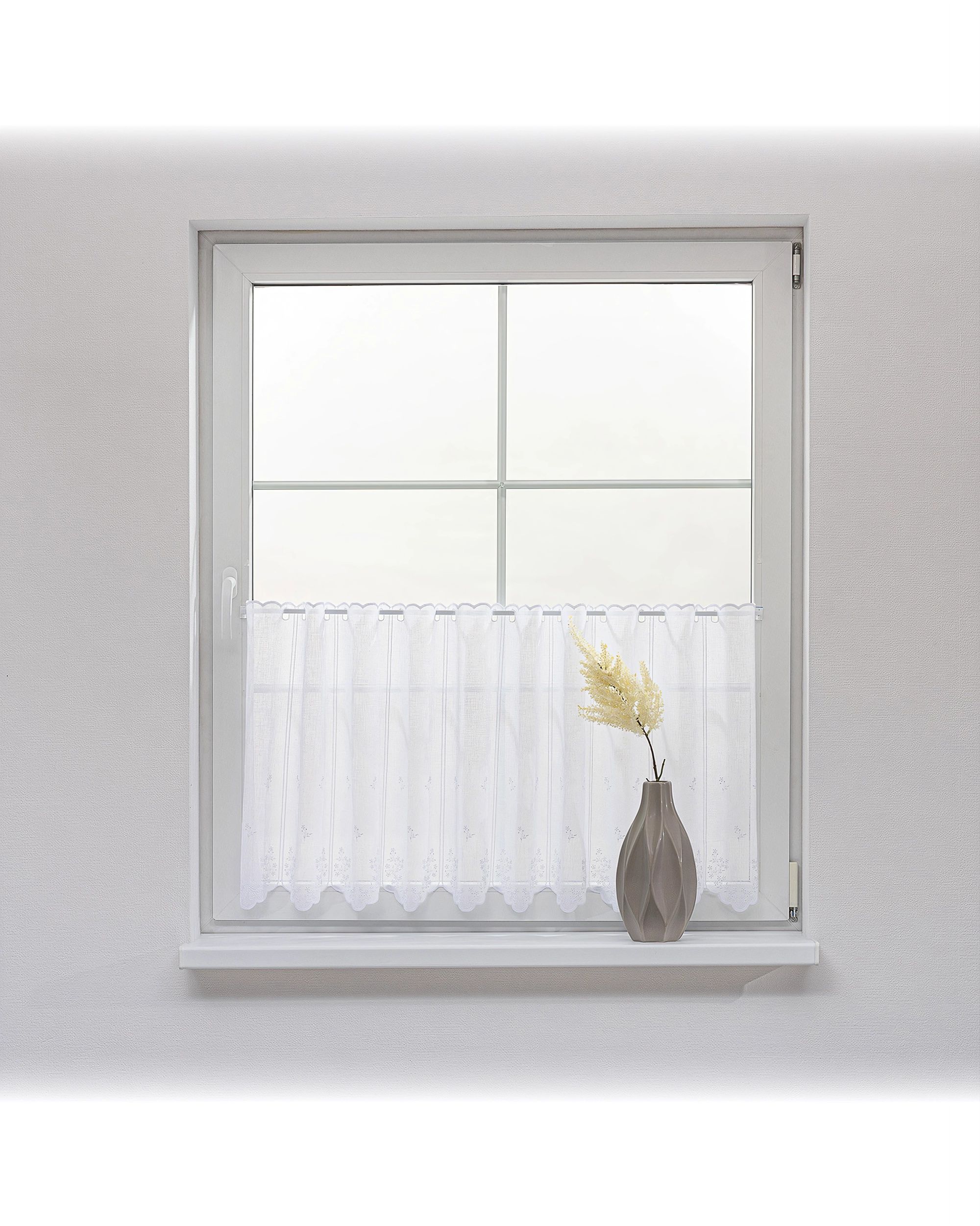 Geborduurde korte vitrage Floral 60 cm