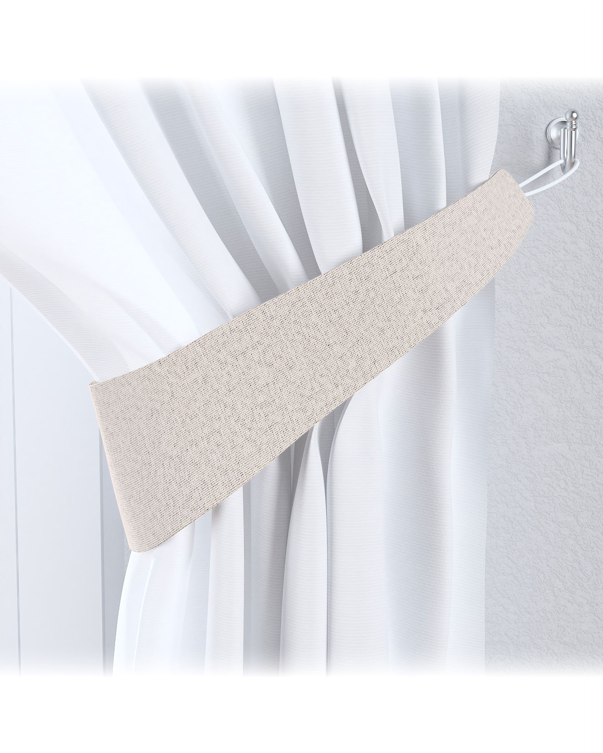 Embrasse Victoria 12x70 cm kleur product beige stof met structuur, verduisterend