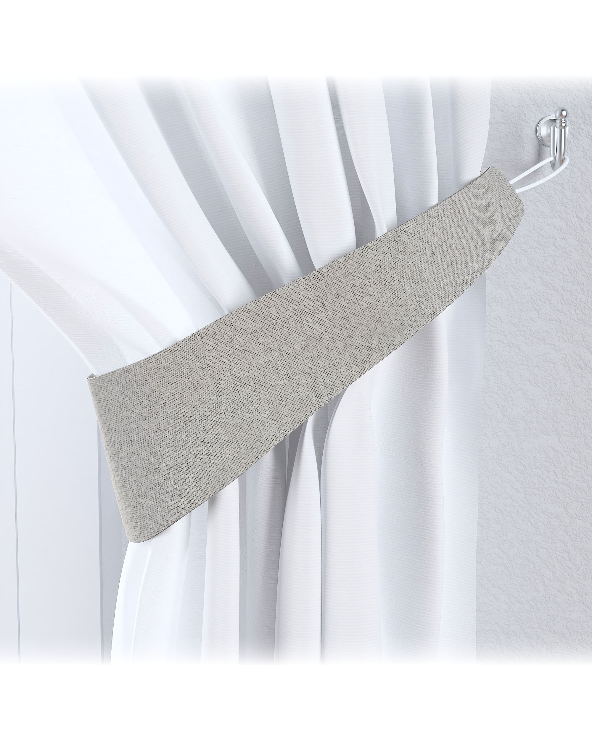 Embrasse Victoria 12x70 cm kleur product grijs stof met structuur, verduisterend