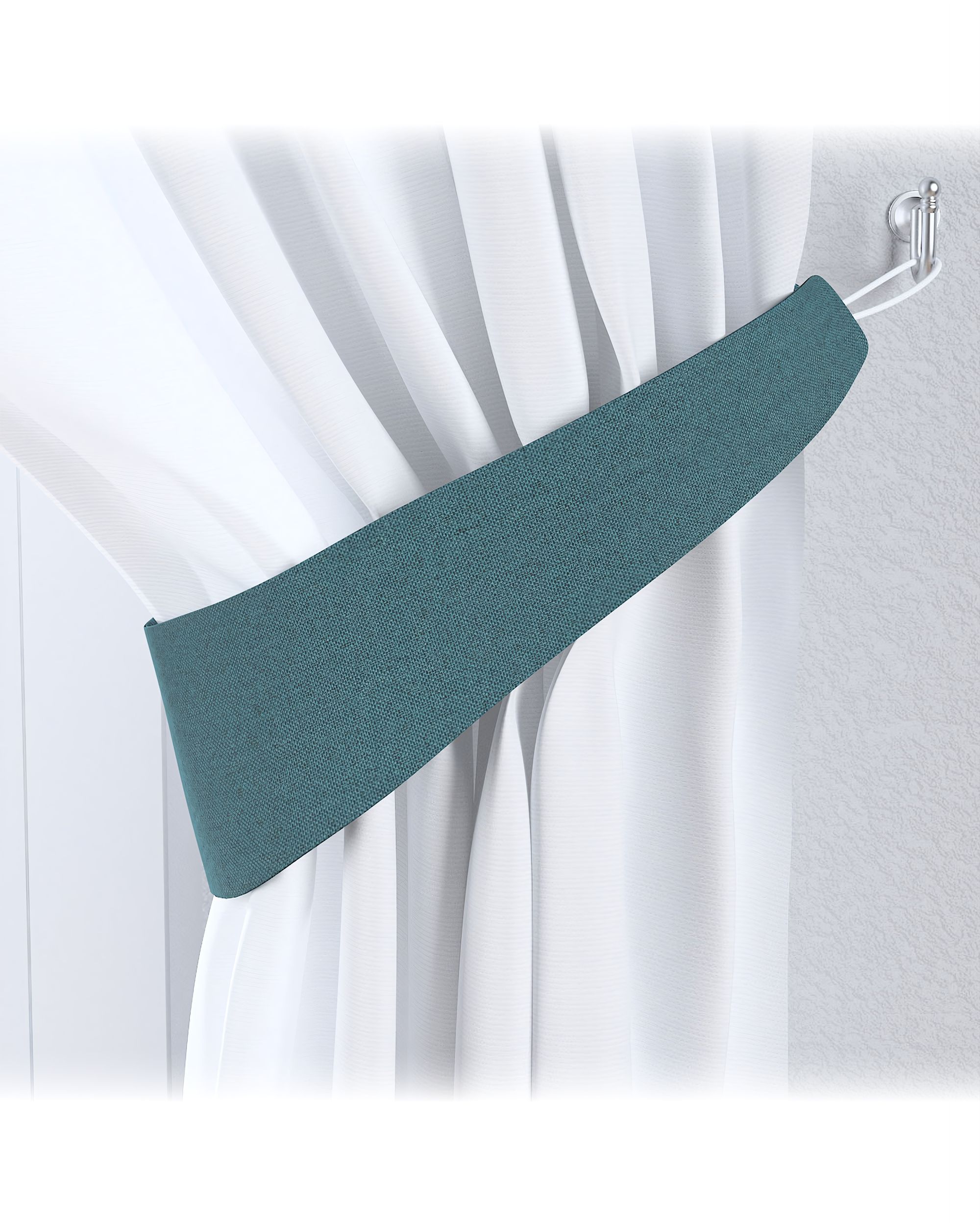 Embrasse Victoria 12x70 cm kleur product blauw stof met structuur, verduisterend