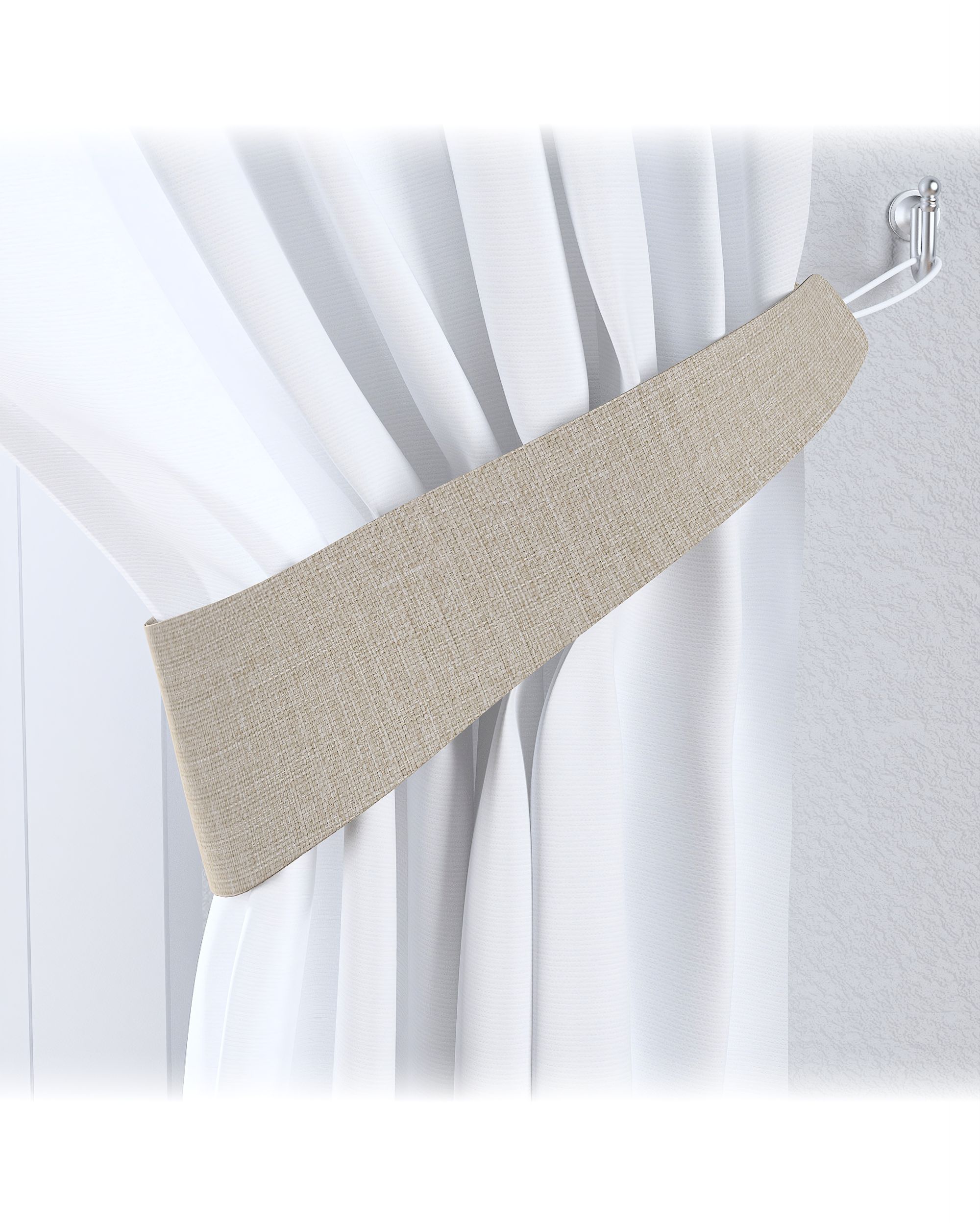 Embrasse Victoria 12x70 cm kleur product beige stof met structuur, verduisterend