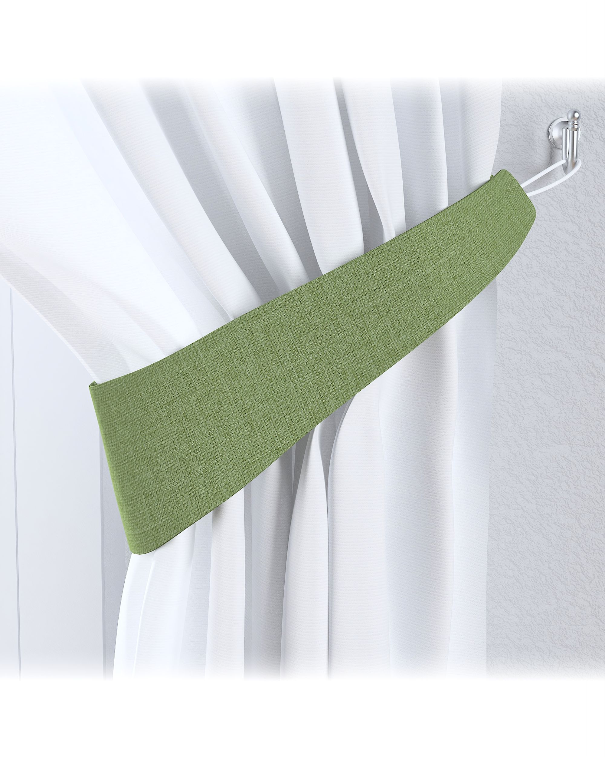 Embrasse Victoria 12x70 cm kleur product groen stof met structuur, verduisterend