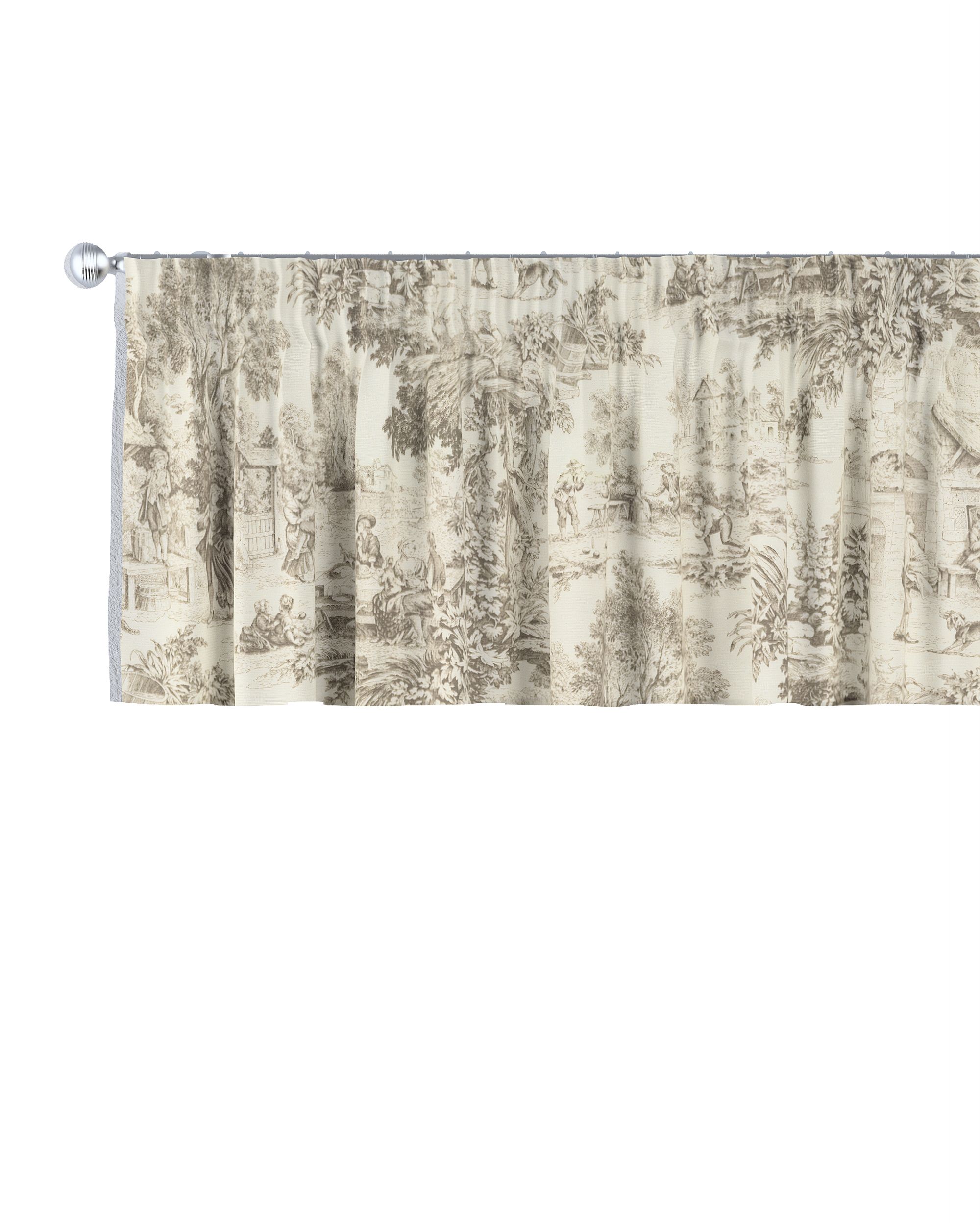 Kort gordijn 40 cm kleur product bruin stof met patroon