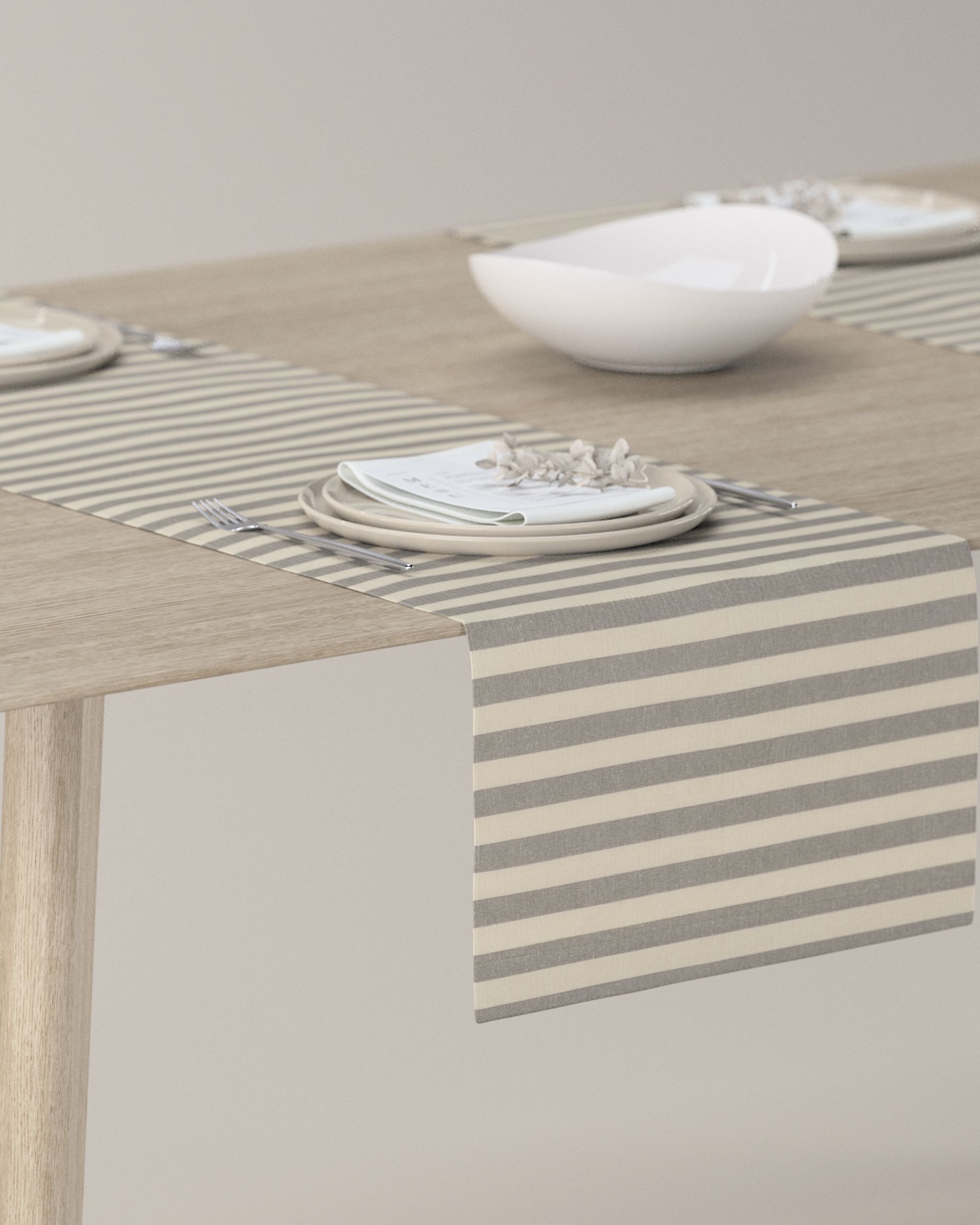 Rechthoekige tafelloper kleur product grijs stof met patroon