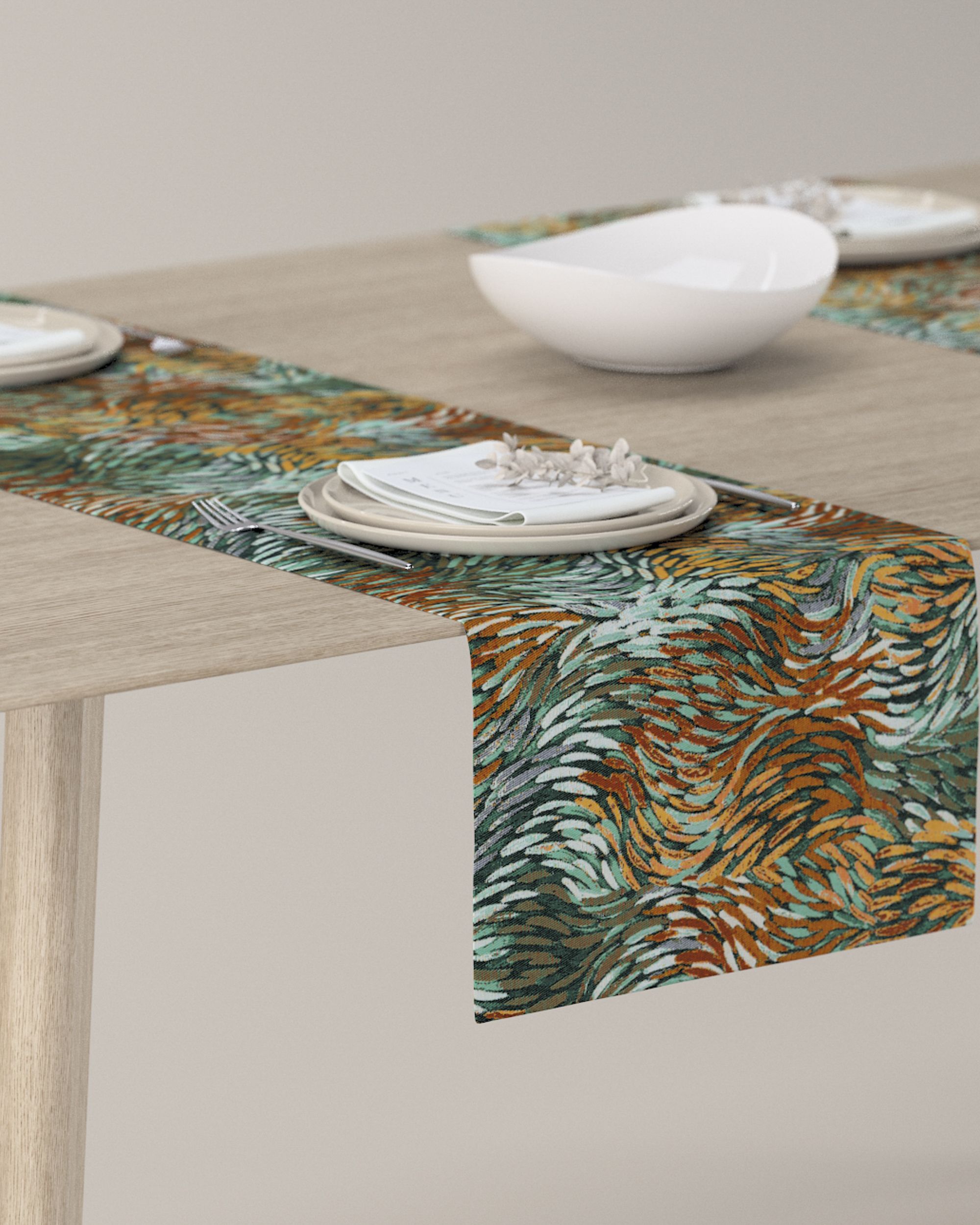Rechthoekige tafelloper kleur product meerkleurig stof met structuur, met patroon