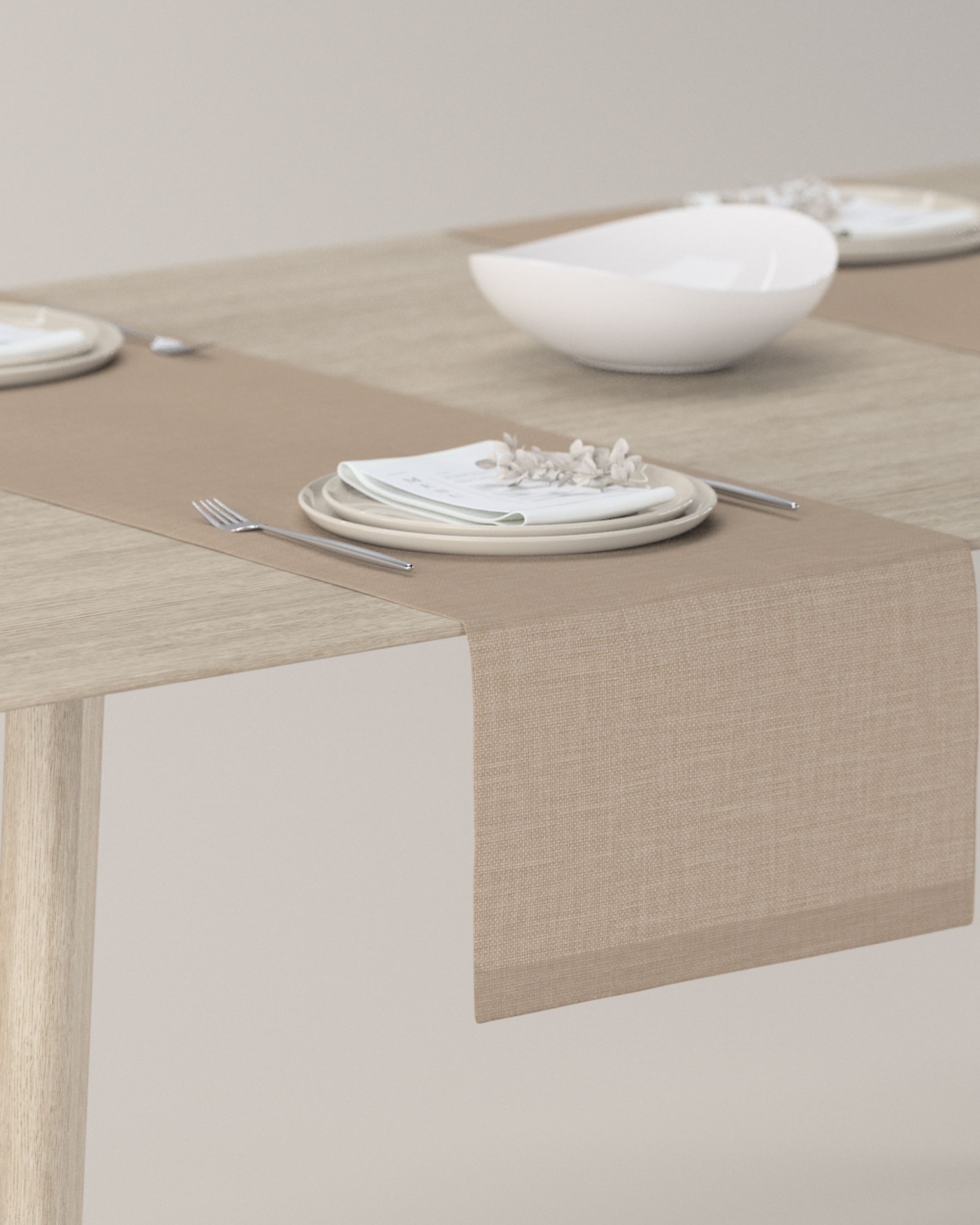 Rechthoekige tafelloper kleur product beige stof met structuur