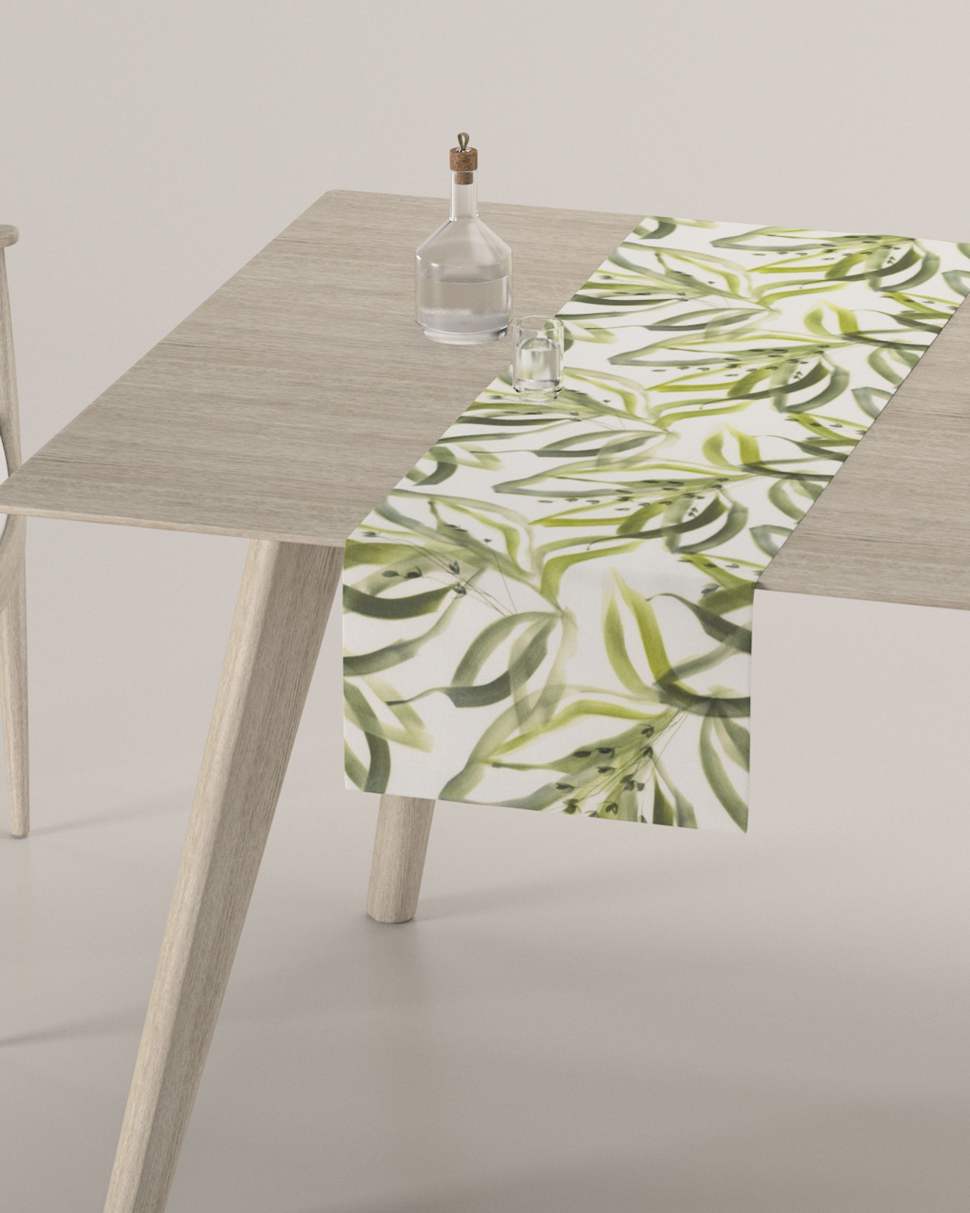 Rechthoekige tafelloper kleur product groen stof met patroon