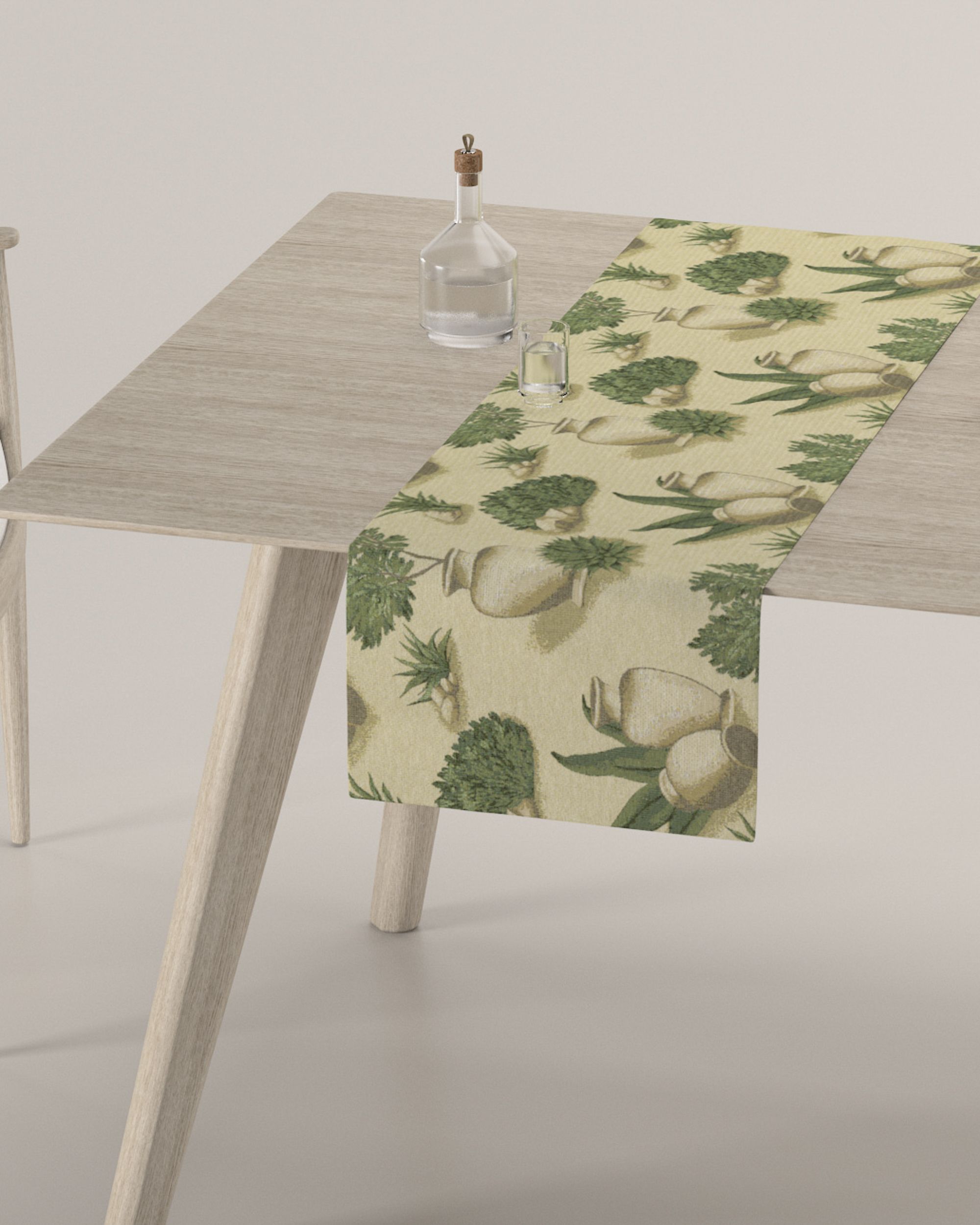 Rechthoekige tafelloper kleur product beige stof met structuur, met patroon