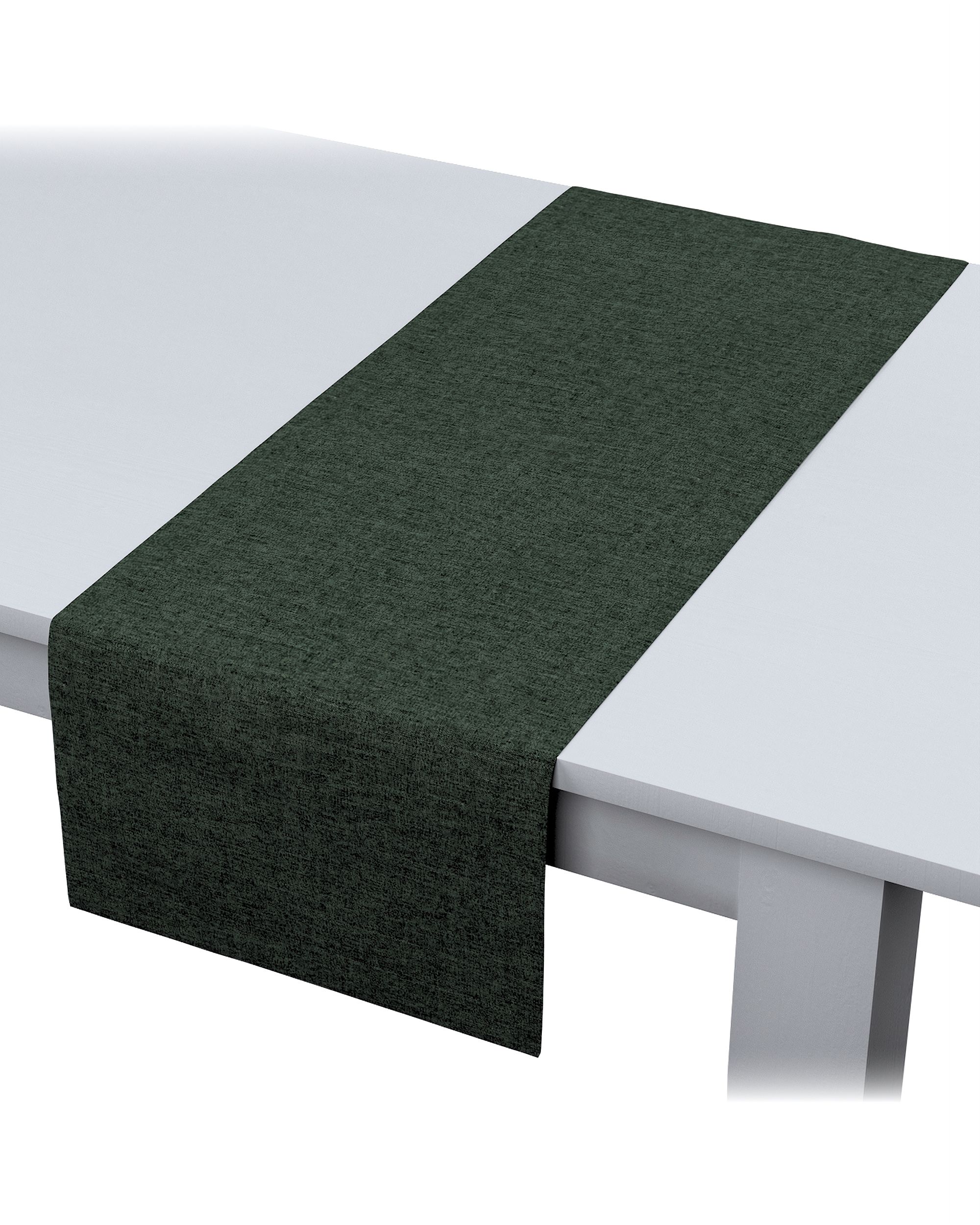 Rechthoekige tafelloper kleur product groen stof met structuur (hover)
