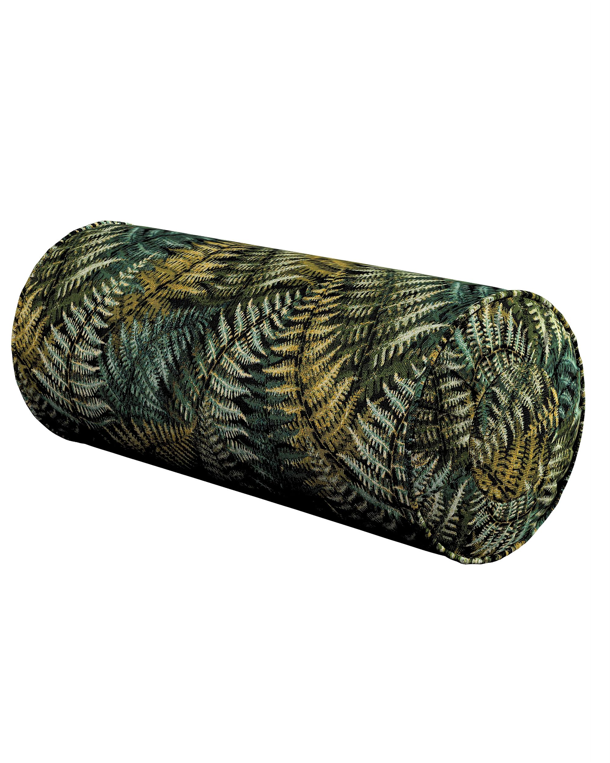 Rolkussen met plooien kleur product groen stof met structuur, met patroon