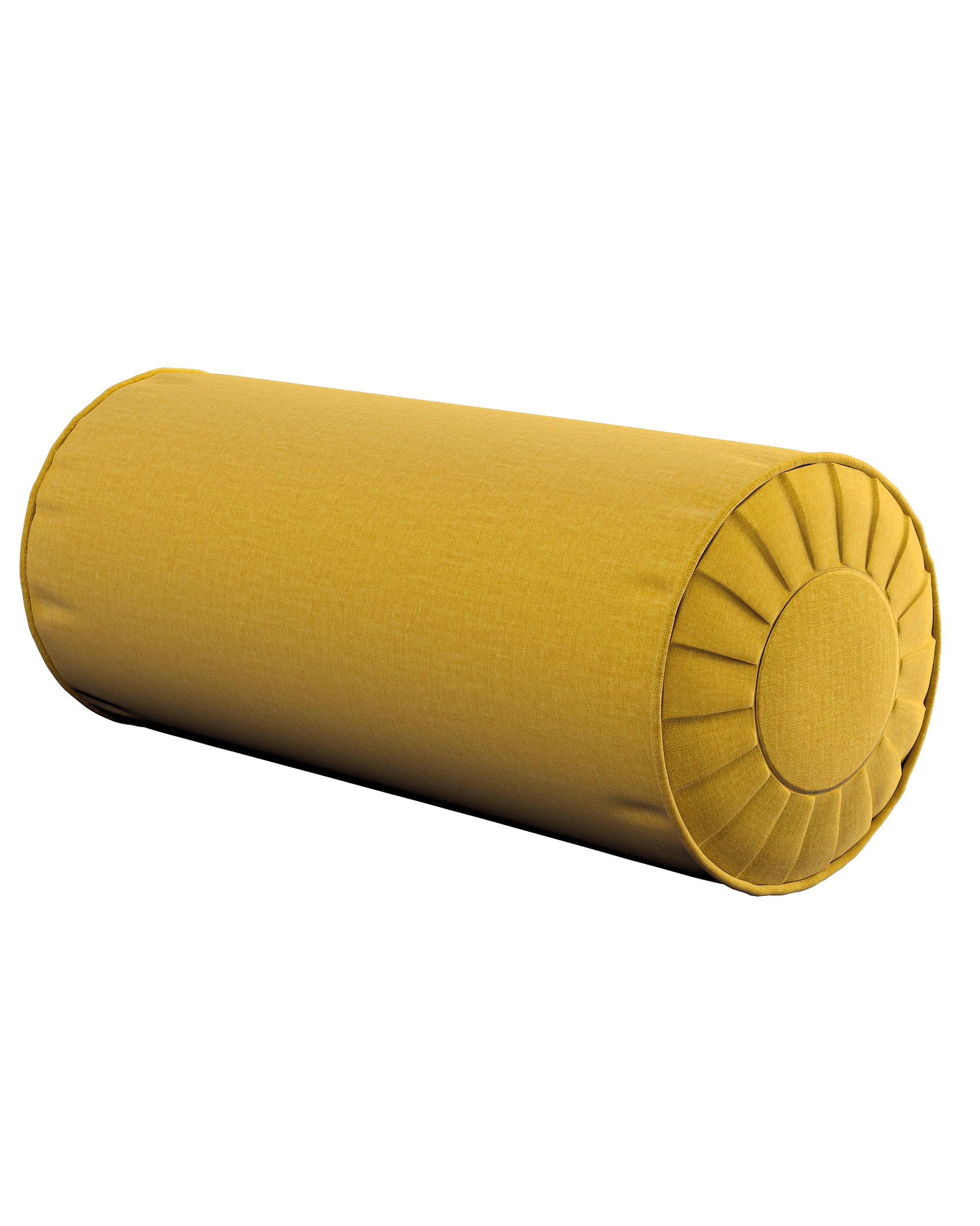 Rolkussen met plooien kleur product geel stof fluweel