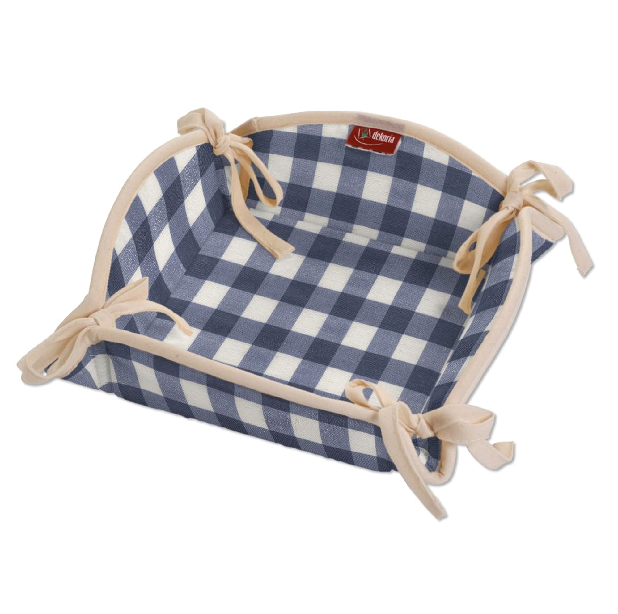 Broodmand kleur product donkerblauw stof met patroon